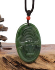 Baikalla Jewelry Jade Carving Necklace Natural Jade 12 Zodiac: Nephrite Jade Ox Pendant Necklace in Deep Green