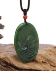 Baikalla Jewelry Jade Carving Necklace Natural Deep Blue Green Jadeite Jade "Roaring Tiger" Pendant Necklace For Men, Collectibles.