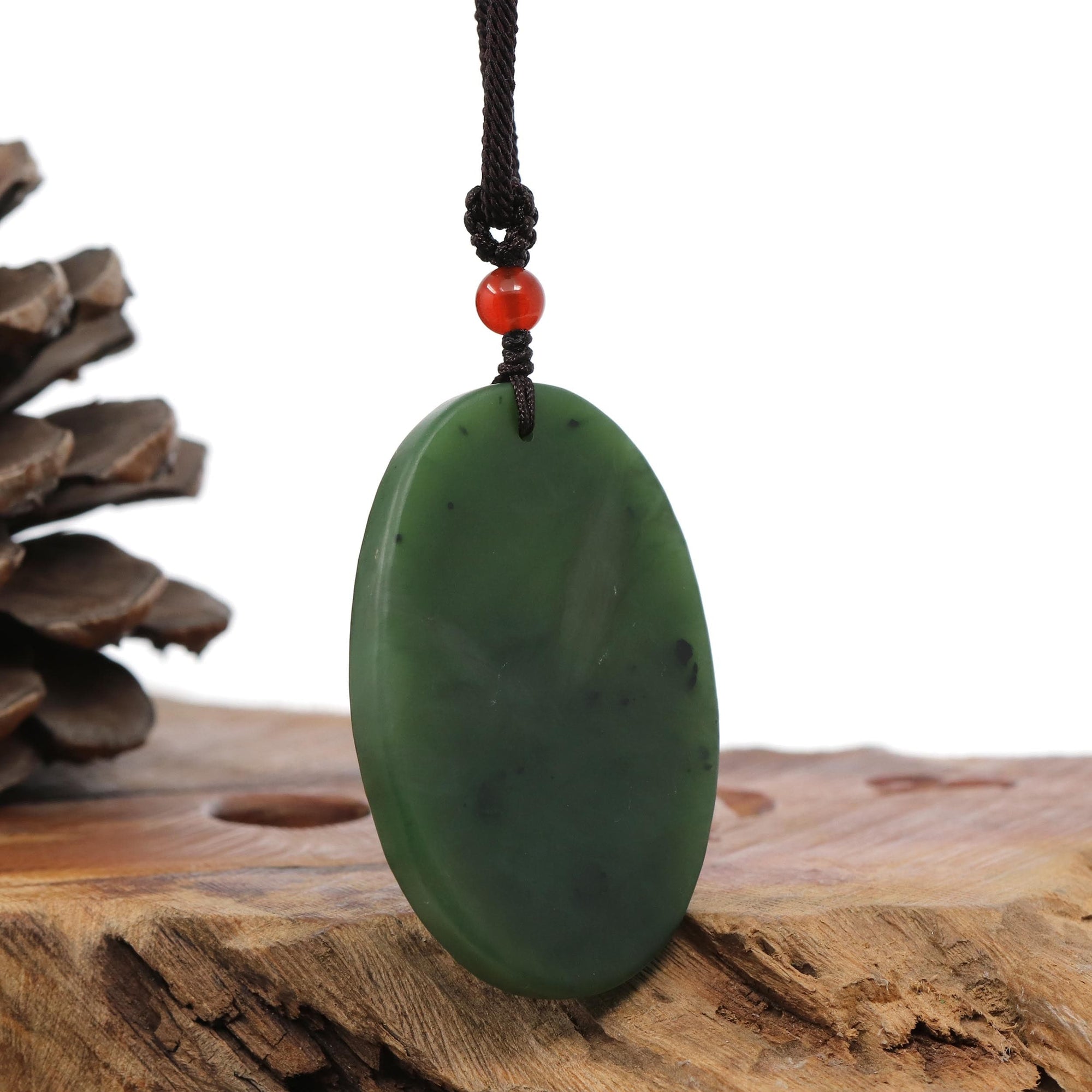 Baikalla Jewelry Jade Carving Necklace Natural Deep Blue Green Jadeite Jade "Roaring Tiger" Pendant Necklace For Men, Collectibles.