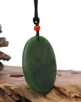 Baikalla Jewelry Jade Carving Necklace Natural Deep Blue Green Jadeite Jade "Roaring Tiger" Pendant Necklace For Men, Collectibles.