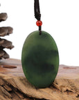 Baikalla Jewelry Jade Carving Necklace Natural Jade 12 Zodiac: Nephrite Jade Tiger Pendant Necklace in Deep Green