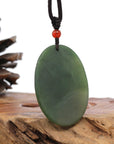 Baikalla Jewelry Jade Carving Necklace Natural Jade 12 Zodiac: Nephrite Jade Snake Pendant Necklace in Deep Green