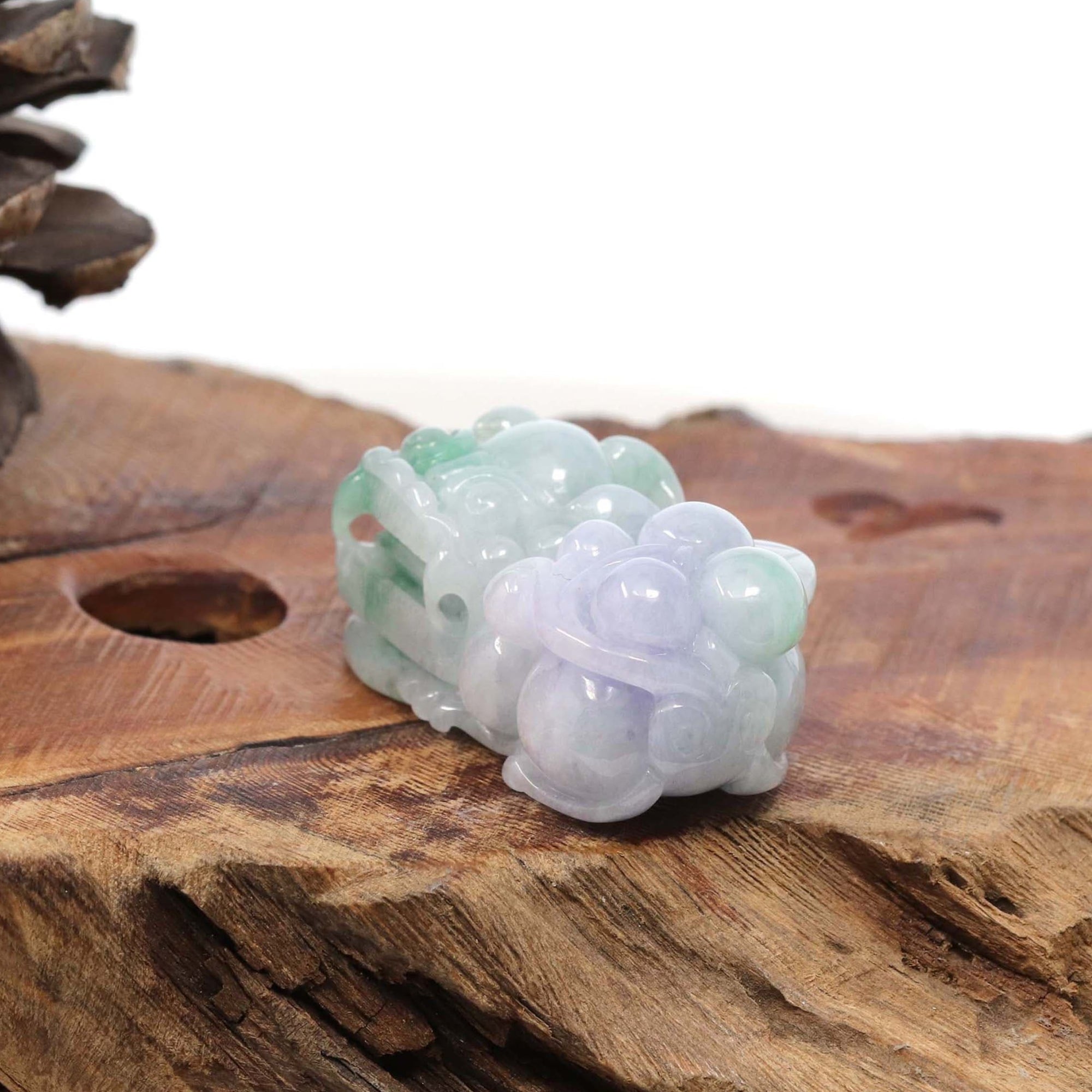 Baikalla Jewelry genuine jadeite carving Genuine Burmese Lavender Green Jadeite Jade PiXiu Pendant Necklace