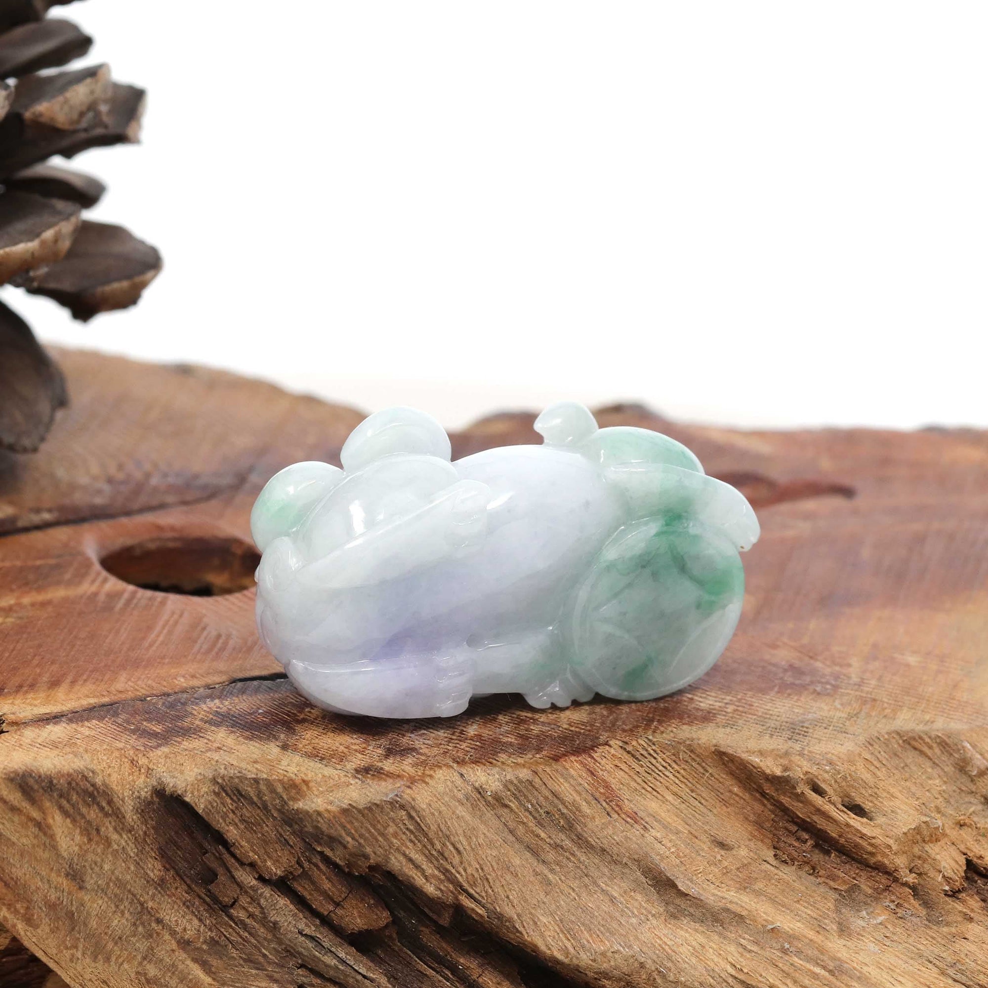 Baikalla Jewelry genuine jadeite carving Genuine Burmese Lavender Green Jadeite Jade PiXiu Pendant Necklace