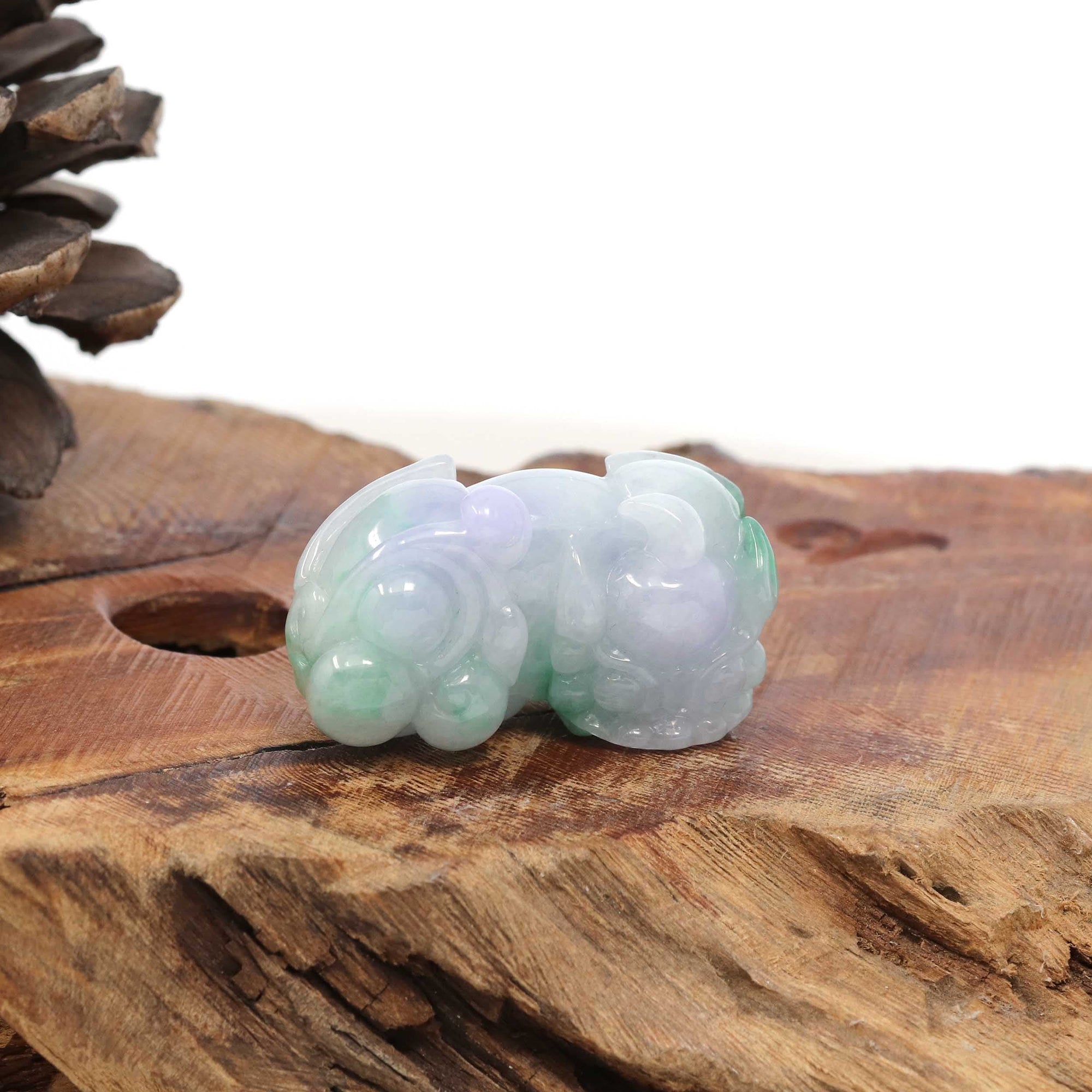 Baikalla Jewelry genuine jadeite carving Genuine Burmese Lavender Green Jadeite Jade PiXiu Pendant Necklace