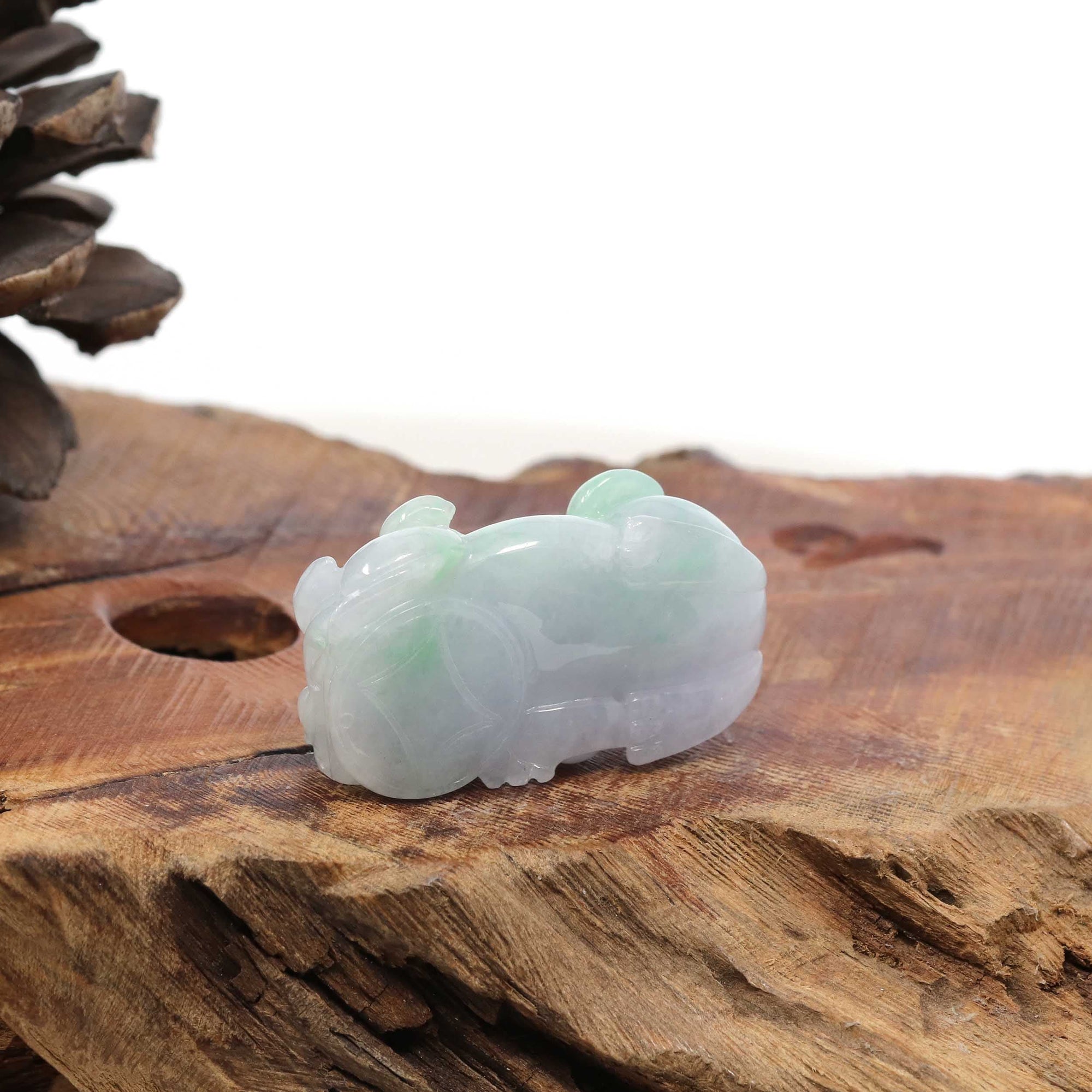 Baikalla Jewelry genuine jadeite carving Genuine Burmese Lavender Green Jadeite Jade PiXiu Pendant Necklace