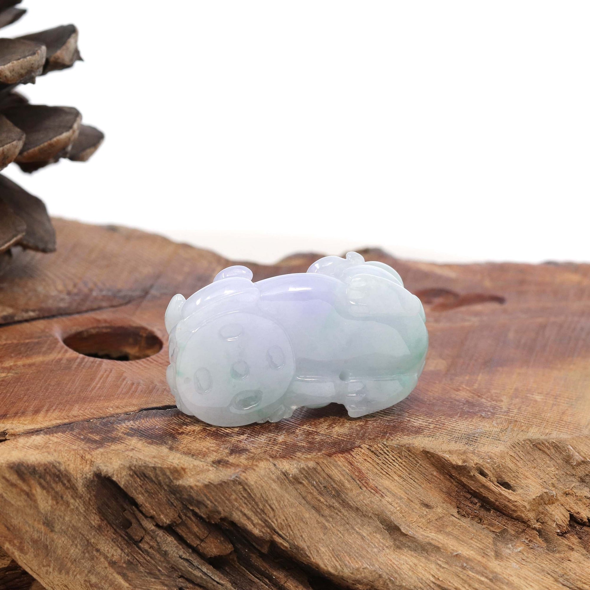 Baikalla Jewelry genuine jadeite carving Genuine Burmese Lavender Green Jadeite Jade PiXiu Pendant Necklace