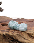 Baikalla Jewelry genuine jadeite carving Genuine Burmese Ice Blue-Green Jadeite Jade PiXiu Pendant Necklace