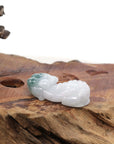 Baikalla Jewelry genuine jadeite carving Genuine Burmese White Blue-Green Jadeite Jade PiXiu Pendant Necklace