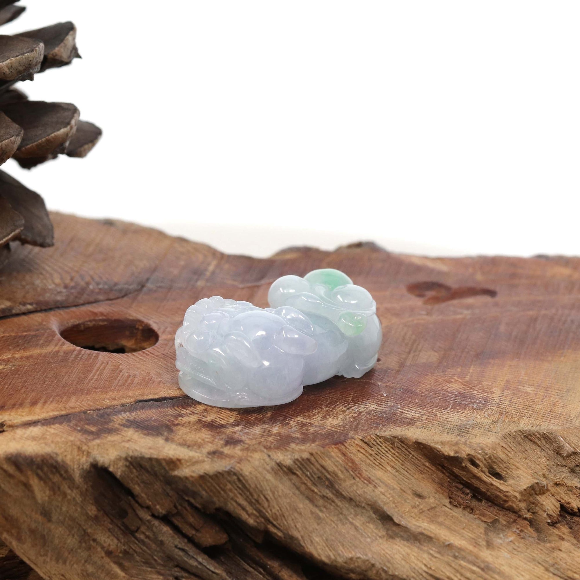 Baikalla Jewelry genuine jadeite carving Genuine Burmese Lavender Green Jadeite Jade PiXiu Pendant Necklace