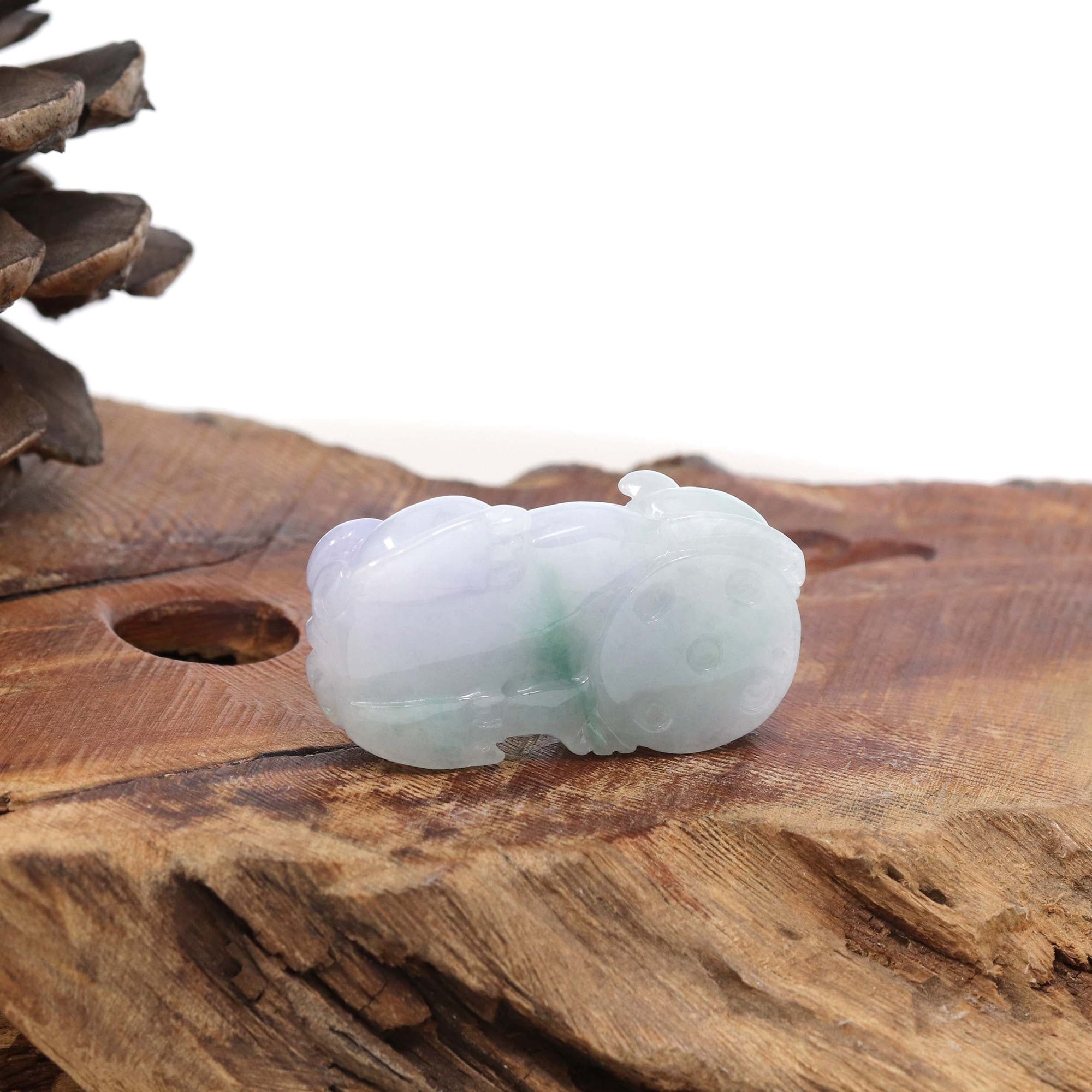 Baikalla Jewelry genuine jadeite carving Genuine Burmese Lavender Green Jadeite Jade PiXiu Pendant Necklace