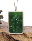 Baikalla Jewelry Gold Jade Buddha Baikalla™ "Guangong" Large 14k Yellow Gold Genuine Apple Green Nephrite Jade with VS1 Diamonds Pendant Necklace High-end Collectable