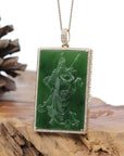 Baikalla Jewelry Gold Jade Buddha Baikalla™ "Guangong" Large 14k Yellow Gold Genuine Apple Green Nephrite Jade with VS1 Diamonds Pendant Necklace High-end Collectable