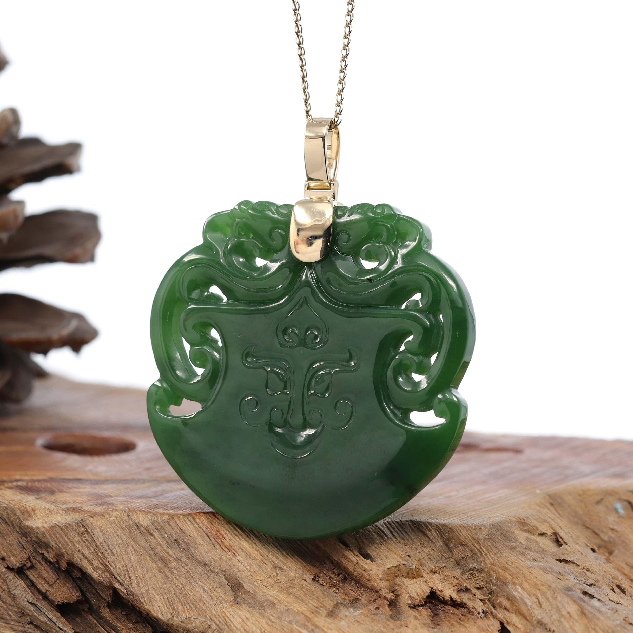 Nephrite Natural Green Jade Carved Pendant Necklace Grade A hotsell P350004