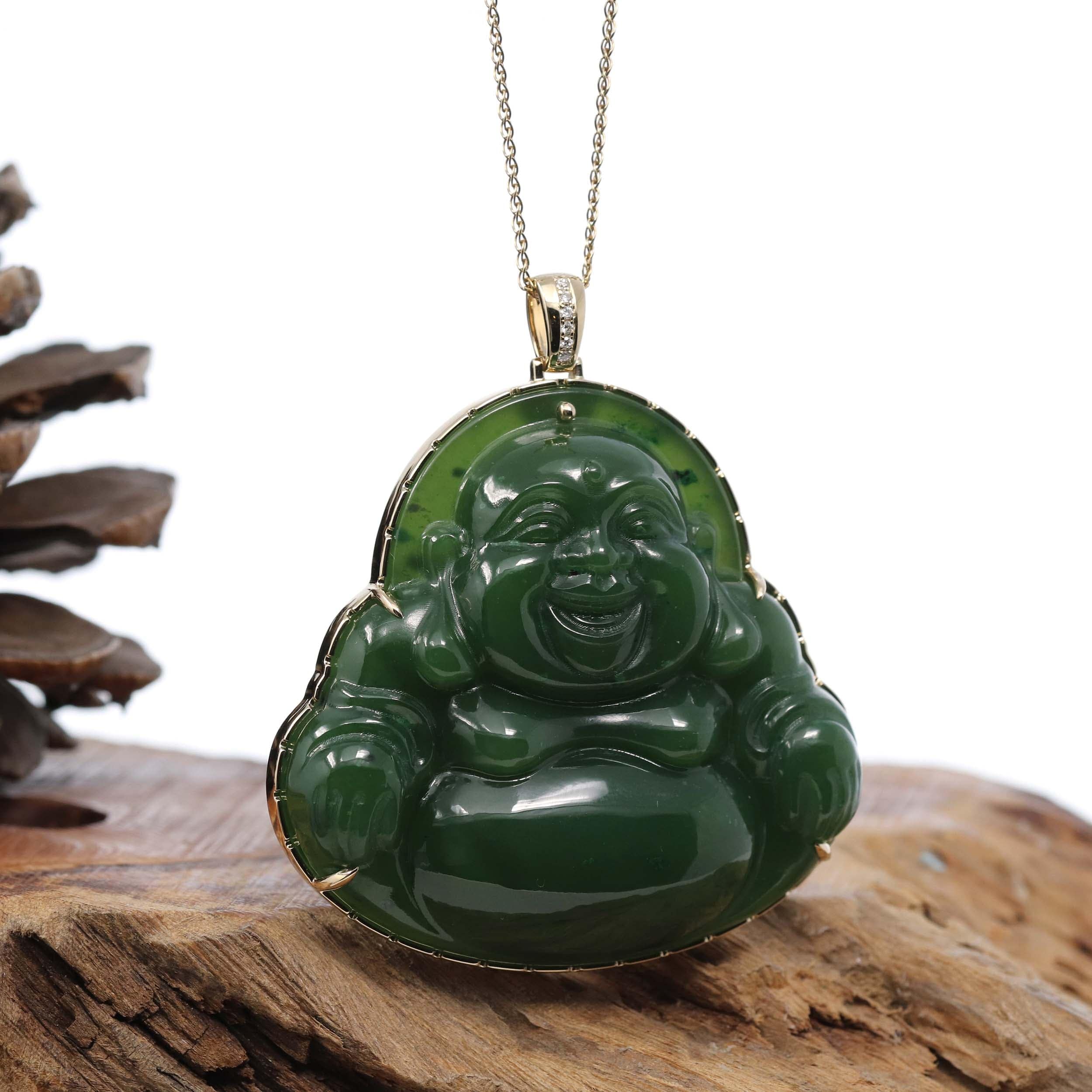 Hot Jadeite Good Luck Smiling Buddha