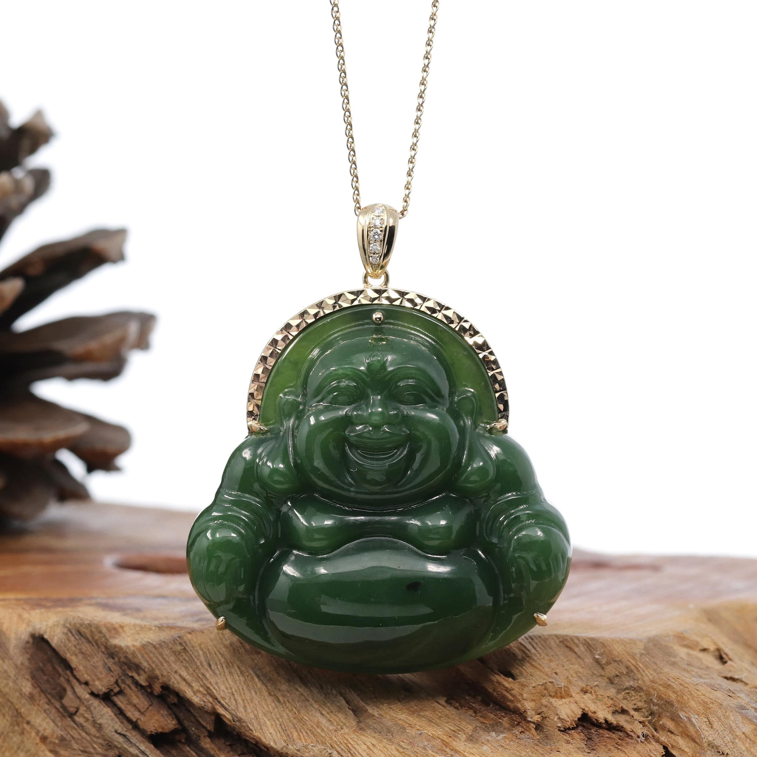 14k Jadeite deals Buddha Pendant