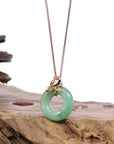 Baikalla Jewelry 18k Gold Jadeite Necklace 18k Rose Gold Genuine Burmese Jadeite Lucky Kou Kou Birdie Pendant Necklace