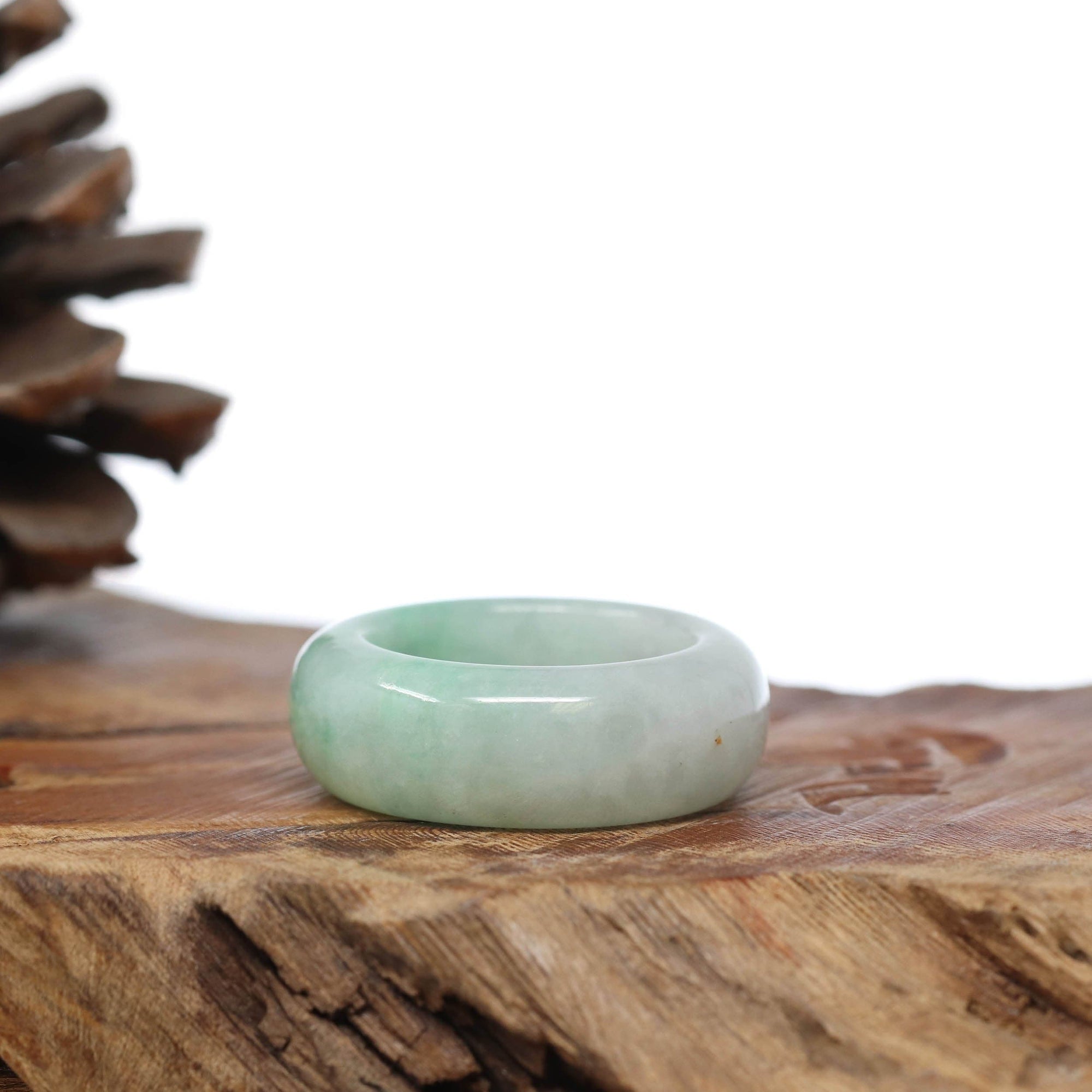 Baikalla Jewelry Jadeite Jade Bangle Bracelet Natural Burmese Green Jadeite Jade Bend Men's Ring