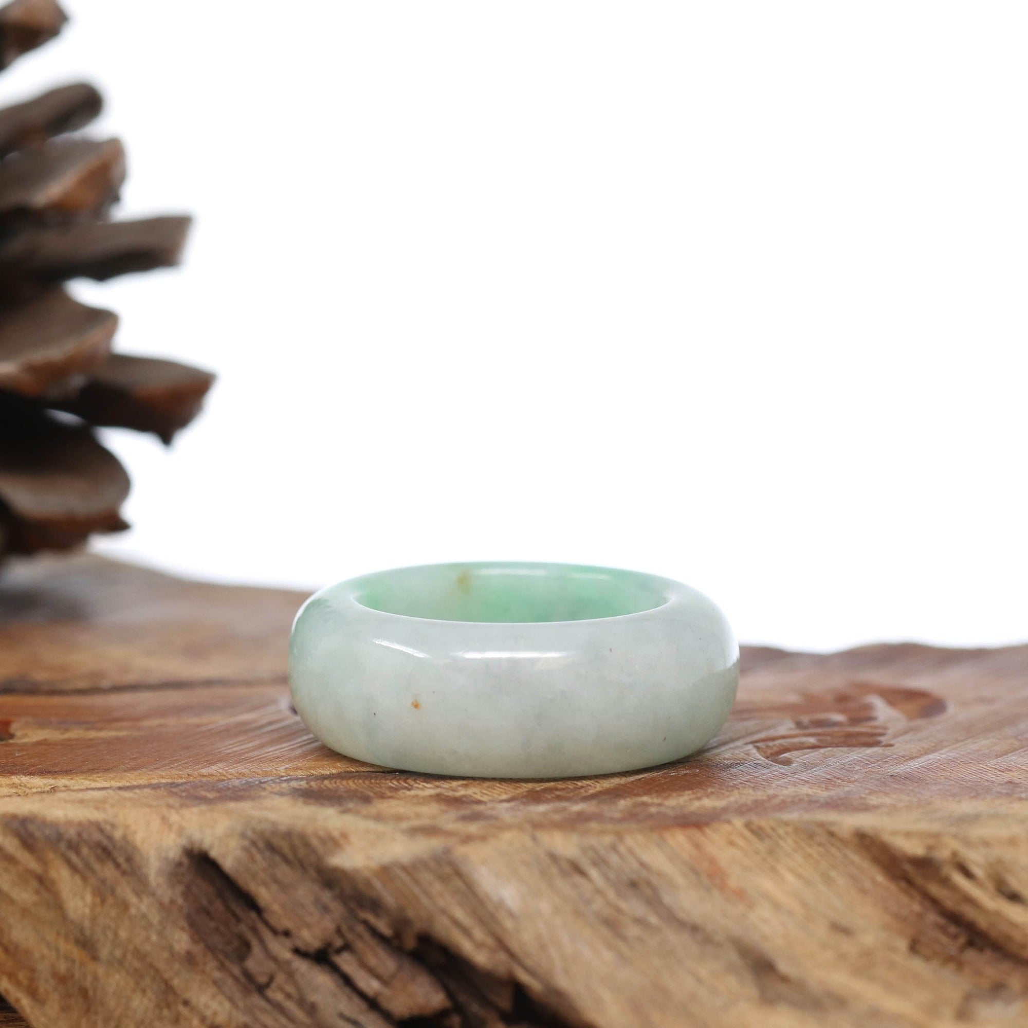 Baikalla Jewelry Jadeite Jade Bangle Bracelet Natural Burmese Green Jadeite Jade Bend Men's Ring