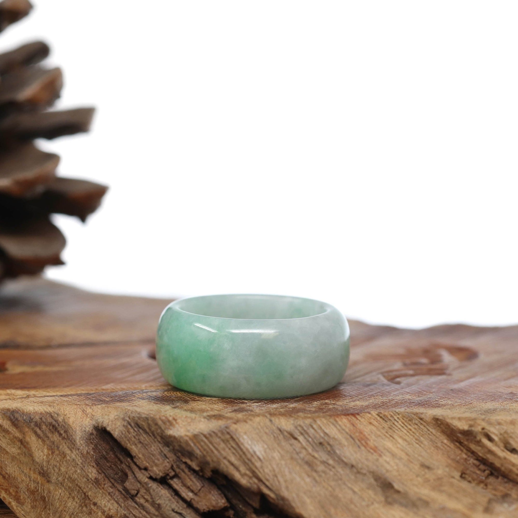 Baikalla Jewelry Jadeite Jade Bangle Bracelet Baikalla Genuine Burmese Green Jadeite Jade Bend Men's Ring