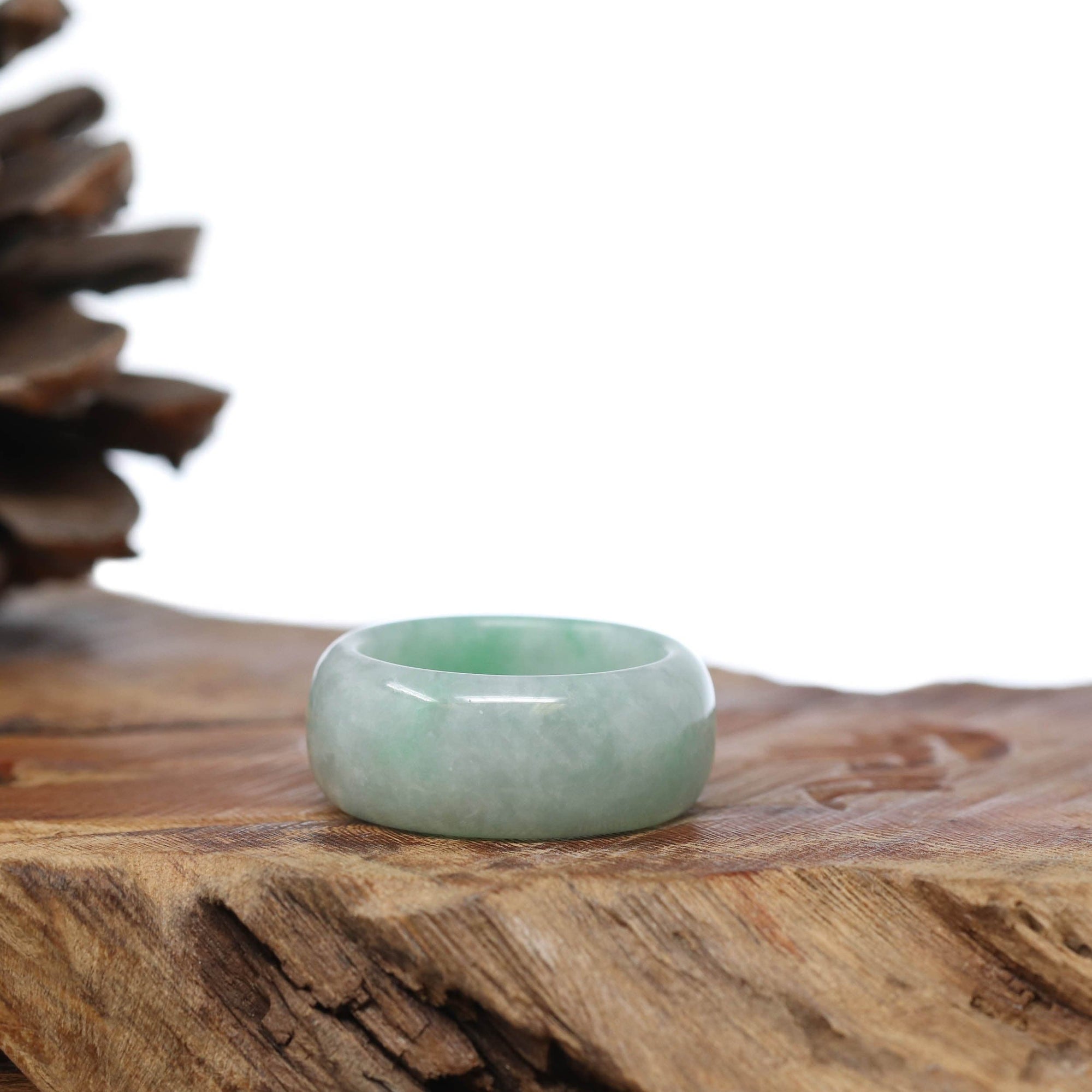 Baikalla Jewelry Jadeite Jade Bangle Bracelet Baikalla Genuine Burmese Green Jadeite Jade Bend Men's Ring