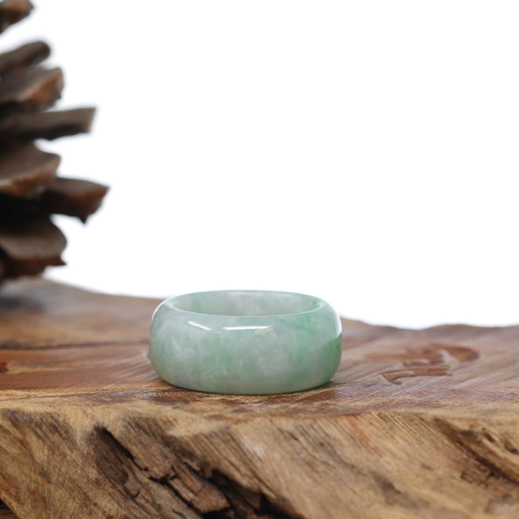 Baikalla Jewelry Jadeite Jade Bangle Bracelet Baikalla Genuine Burmese Green Jadeite Jade Bend Men's Ring