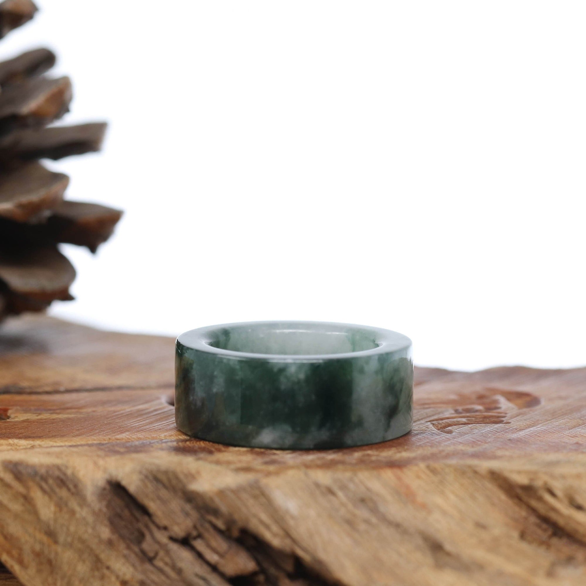 Baikalla Jewelry Jadeite Jade Bangle Bracelet Genuine Burmese Blue-green Jadeite Jade Men&#39;s Band Ring