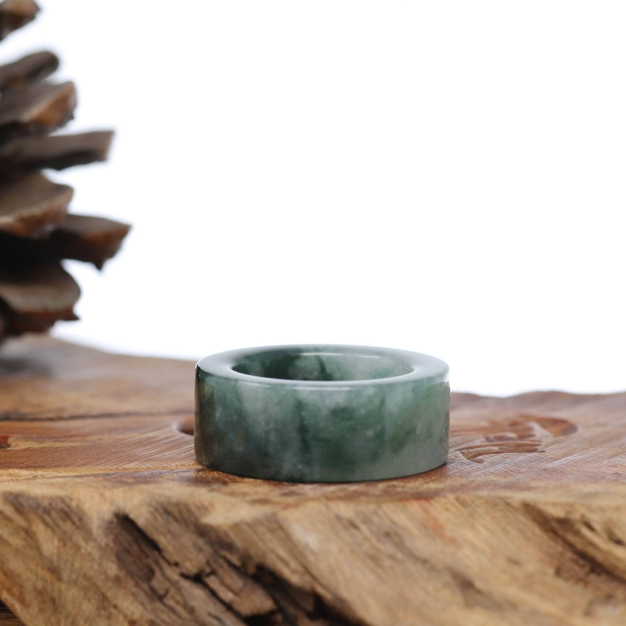 Baikalla Jewelry Jadeite Jade Bangle Bracelet Genuine Burmese Blue-green Jadeite Jade Men&#39;s Band Ring