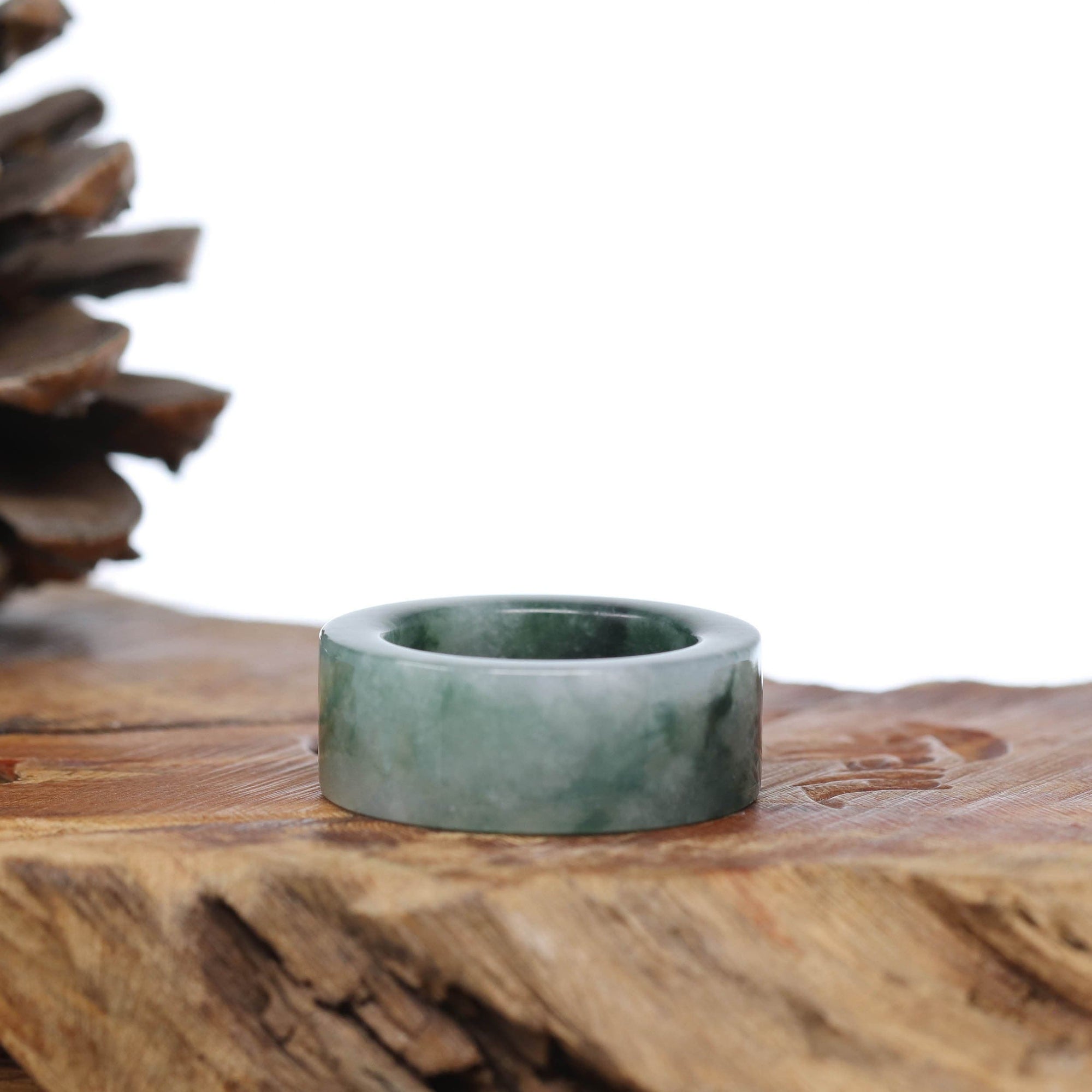 Baikalla Jewelry Jadeite Jade Bangle Bracelet Genuine Burmese Blue-green Jadeite Jade Men&#39;s Band Ring