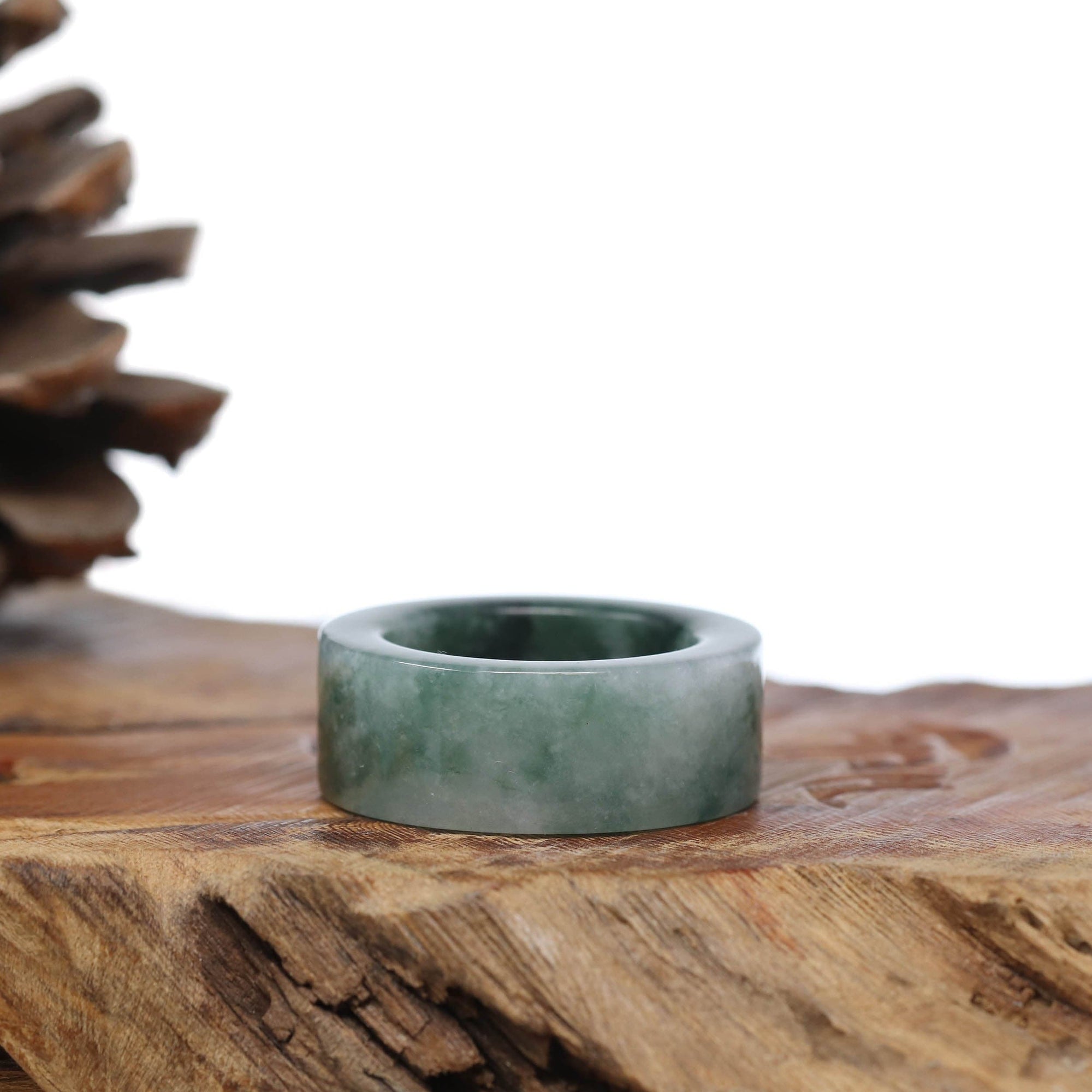 Baikalla Jewelry Jadeite Jade Bangle Bracelet Genuine Burmese Blue-green Jadeite Jade Men&#39;s Band Ring