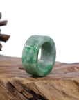 Baikalla Jewelry Jadeite Jade Bangle Bracelet Natural Burmese Green Jadeite Jade Bend Men's Ring