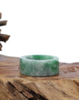 Baikalla Jewelry Jadeite Jade Bangle Bracelet Natural Burmese Green Jadeite Jade Bend Men's Ring