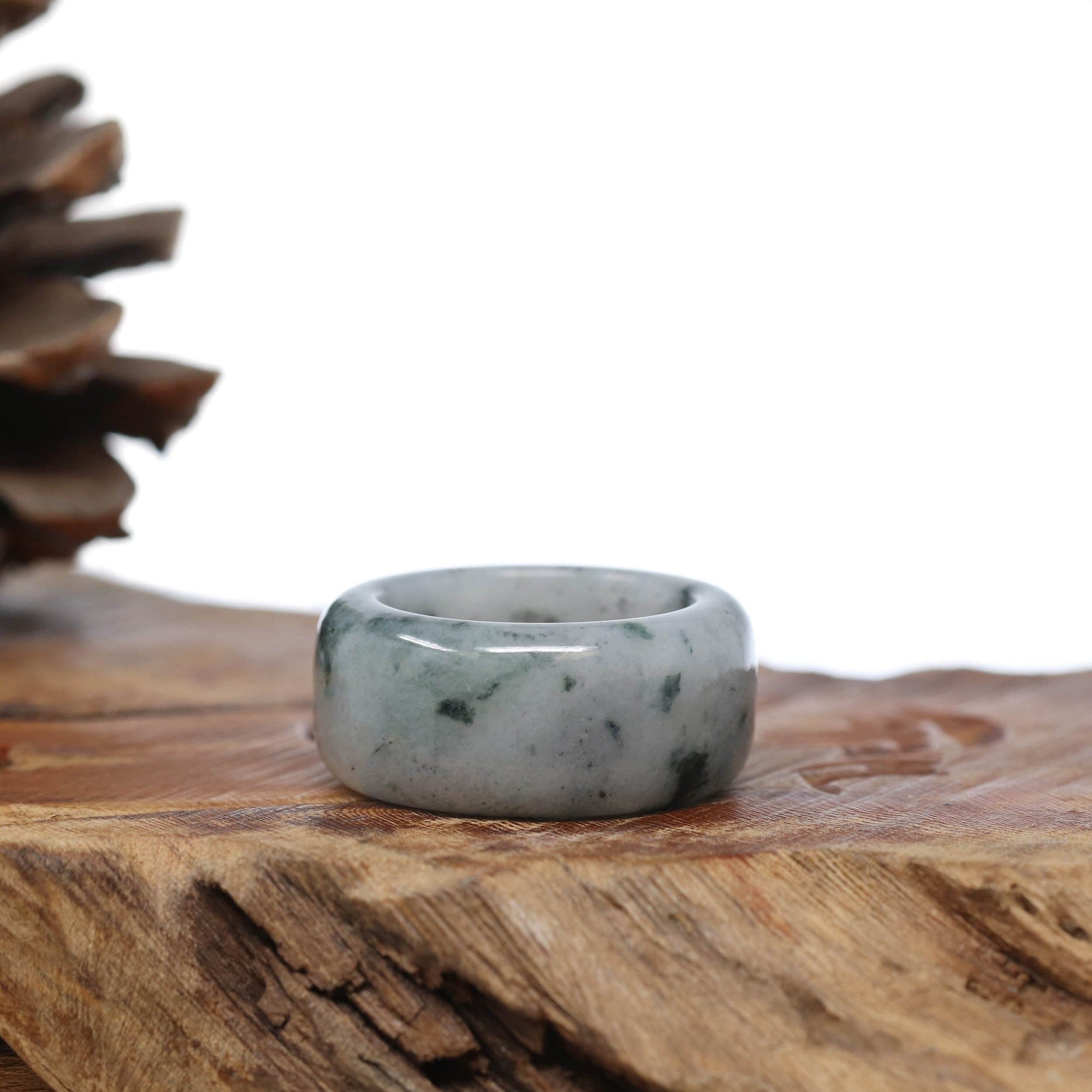 Baikalla Jewelry Jadeite Jade Bangle Bracelet Genuine Burmese Blue-green Jadeite Jade Men's Band Ring