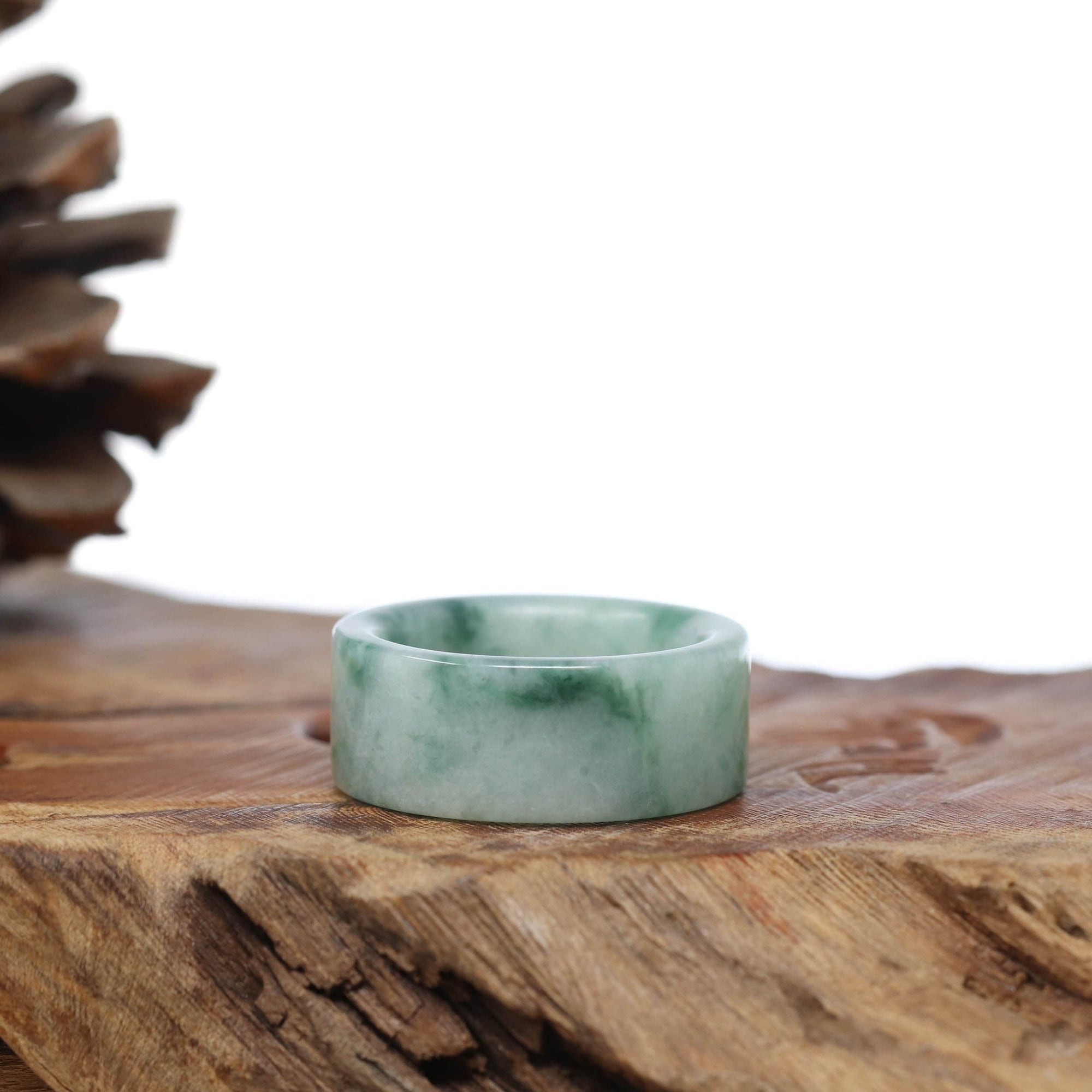 Baikalla Jewelry Jadeite Jade Bangle Bracelet Genuine Burmese Blue-green Jadeite Jade Men's Band Ring