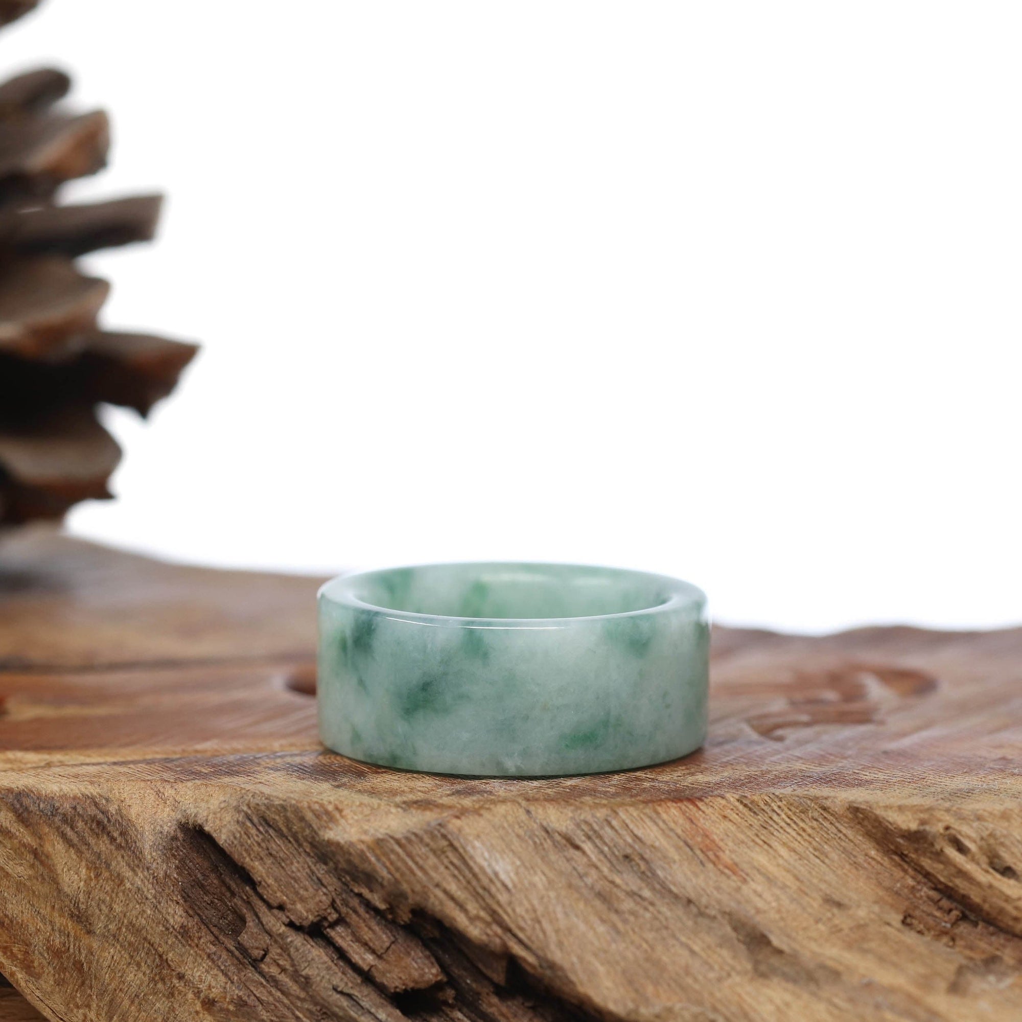 Baikalla Jewelry Jadeite Jade Bangle Bracelet Genuine Burmese Blue-green Jadeite Jade Men's Band Ring