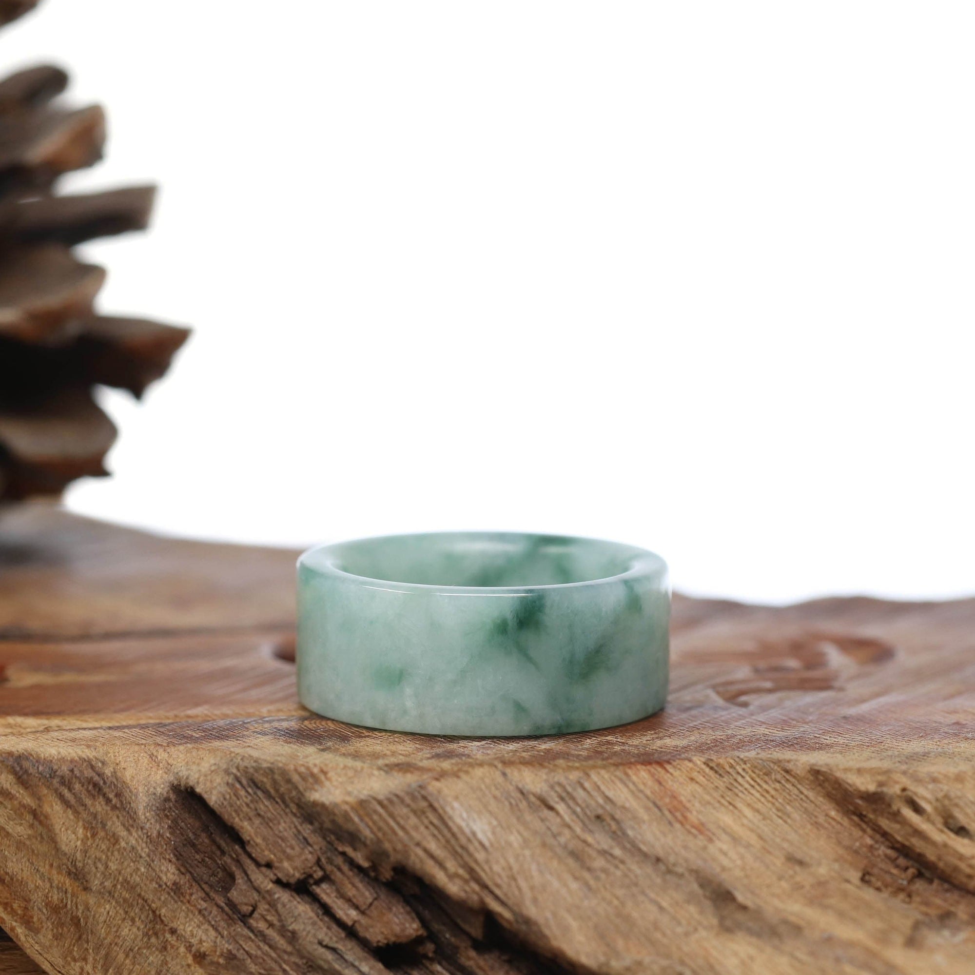 Baikalla Jewelry Jadeite Jade Bangle Bracelet Genuine Burmese Blue-green Jadeite Jade Men&#39;s Band Ring