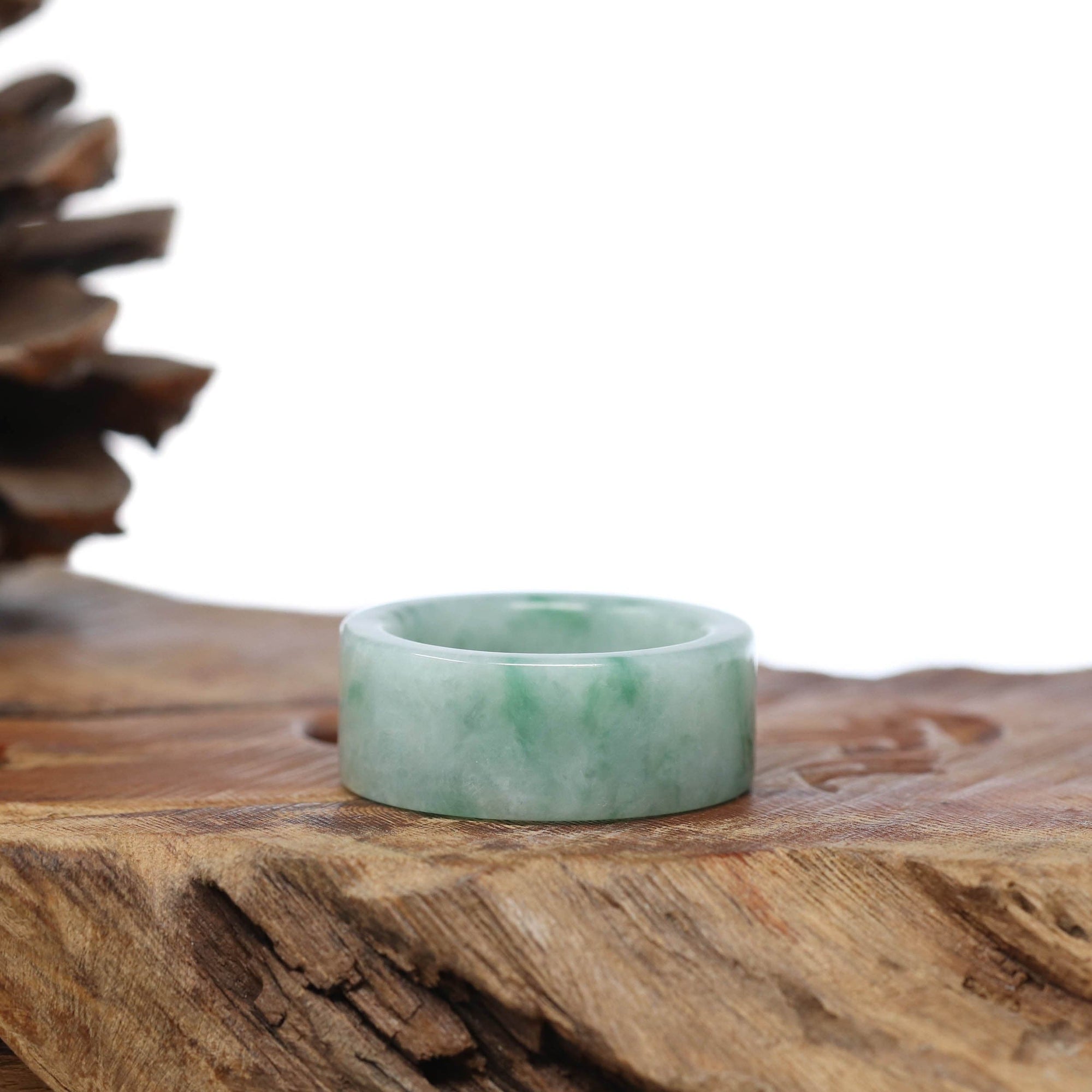 Baikalla Jewelry Jadeite Jade Bangle Bracelet Genuine Burmese Blue-green Jadeite Jade Men's Band Ring