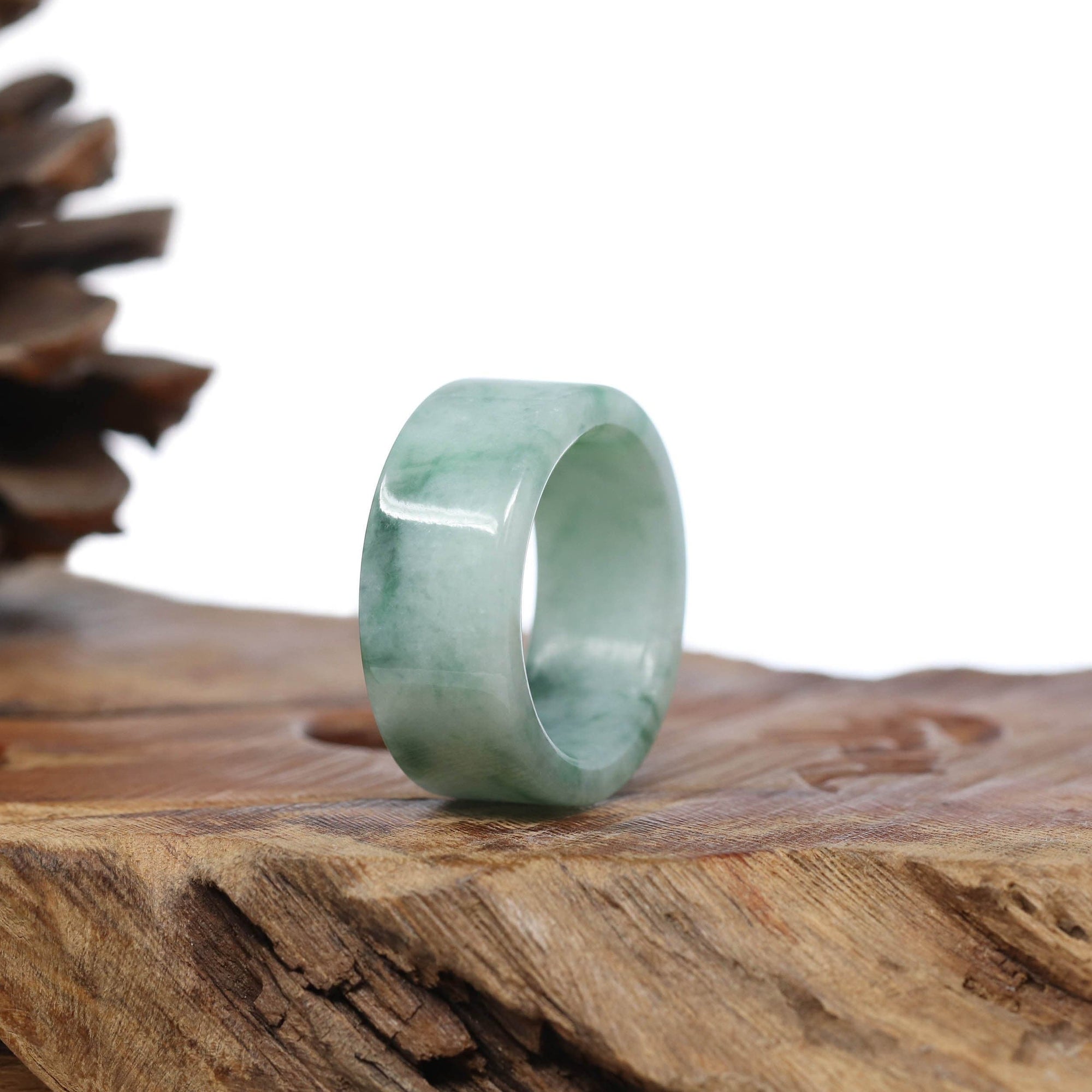 Baikalla Jewelry Jadeite Jade Bangle Bracelet Genuine Burmese Blue-green Jadeite Jade Men&#39;s Band Ring