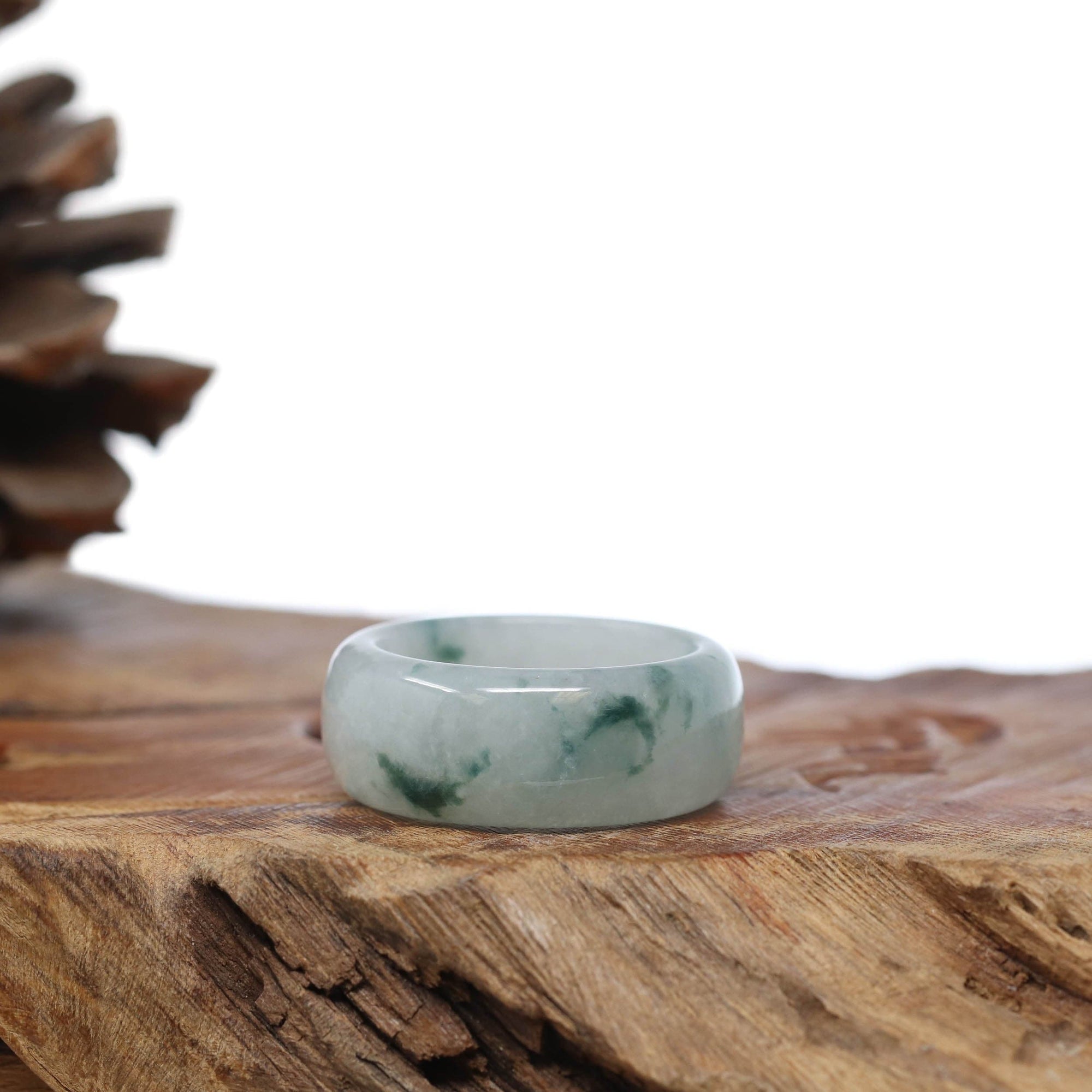 Baikalla Jewelry Jadeite Jade Bangle Bracelet Genuine Burmese Blue-green Jadeite Jade Men&#39;s Band Ring