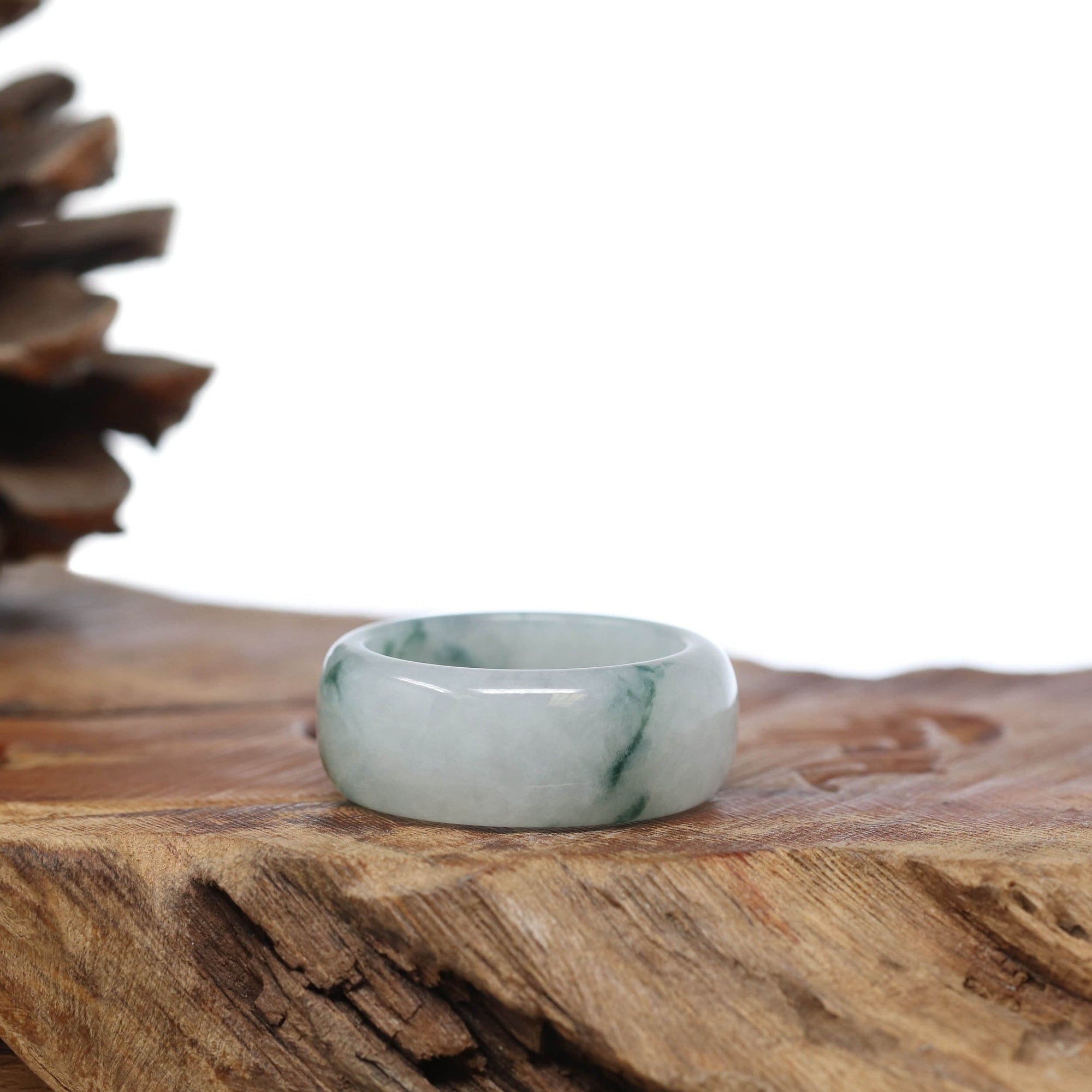 Baikalla Jewelry Jadeite Jade Bangle Bracelet Genuine Burmese Blue-green Jadeite Jade Men's Band Ring