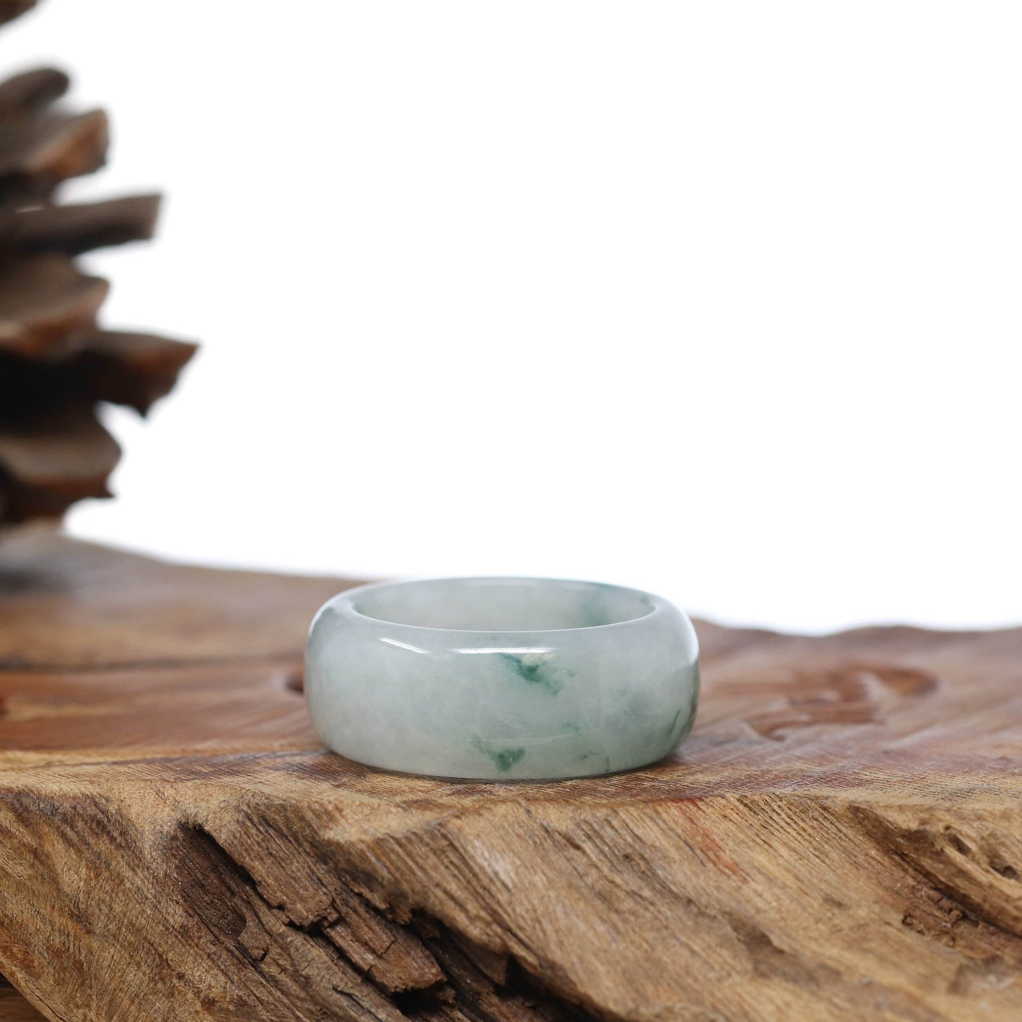 Baikalla Jewelry Jadeite Jade Bangle Bracelet Genuine Burmese Blue-green Jadeite Jade Men's Band Ring