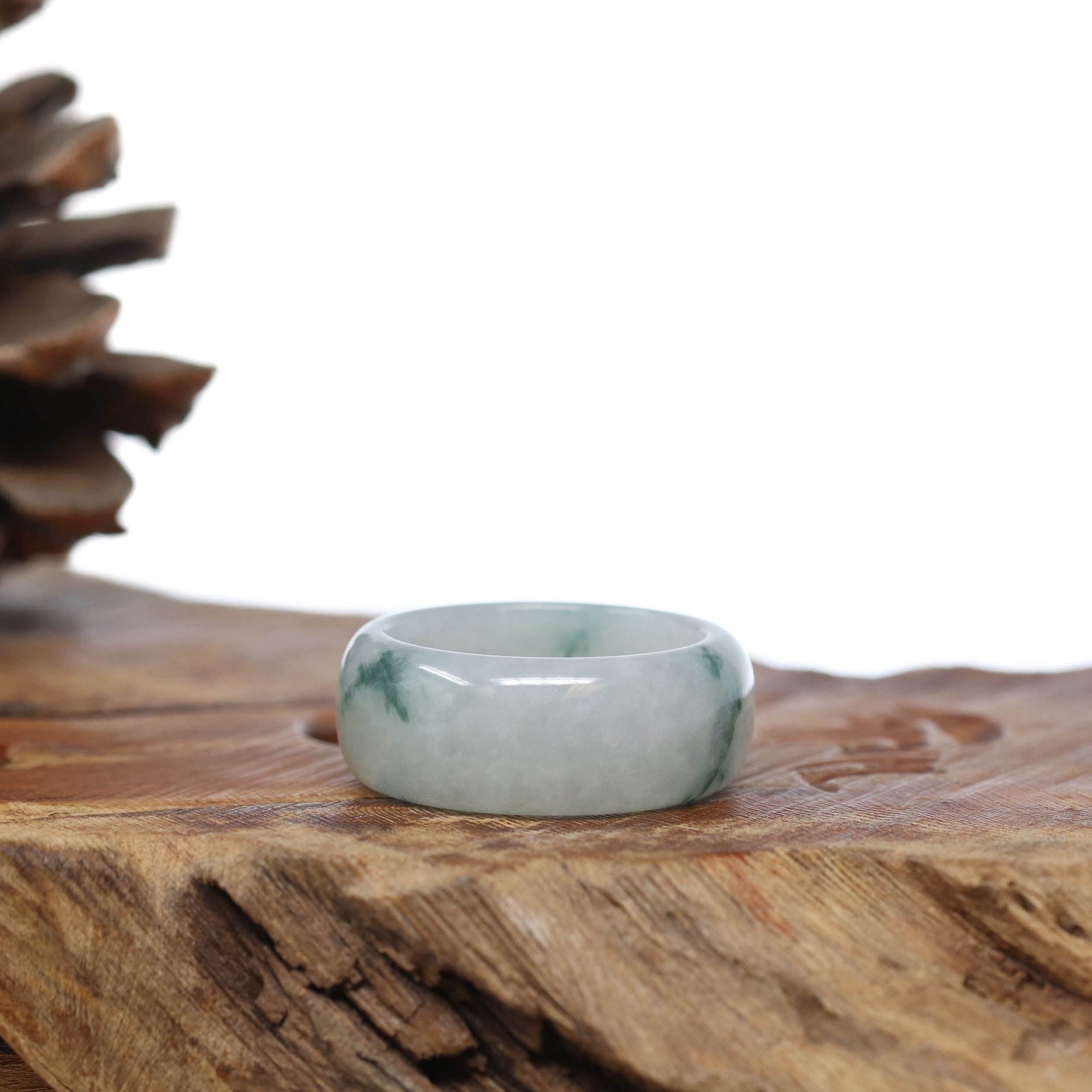 Baikalla Jewelry Jadeite Jade Bangle Bracelet Genuine Burmese Blue-green Jadeite Jade Men&#39;s Band Ring