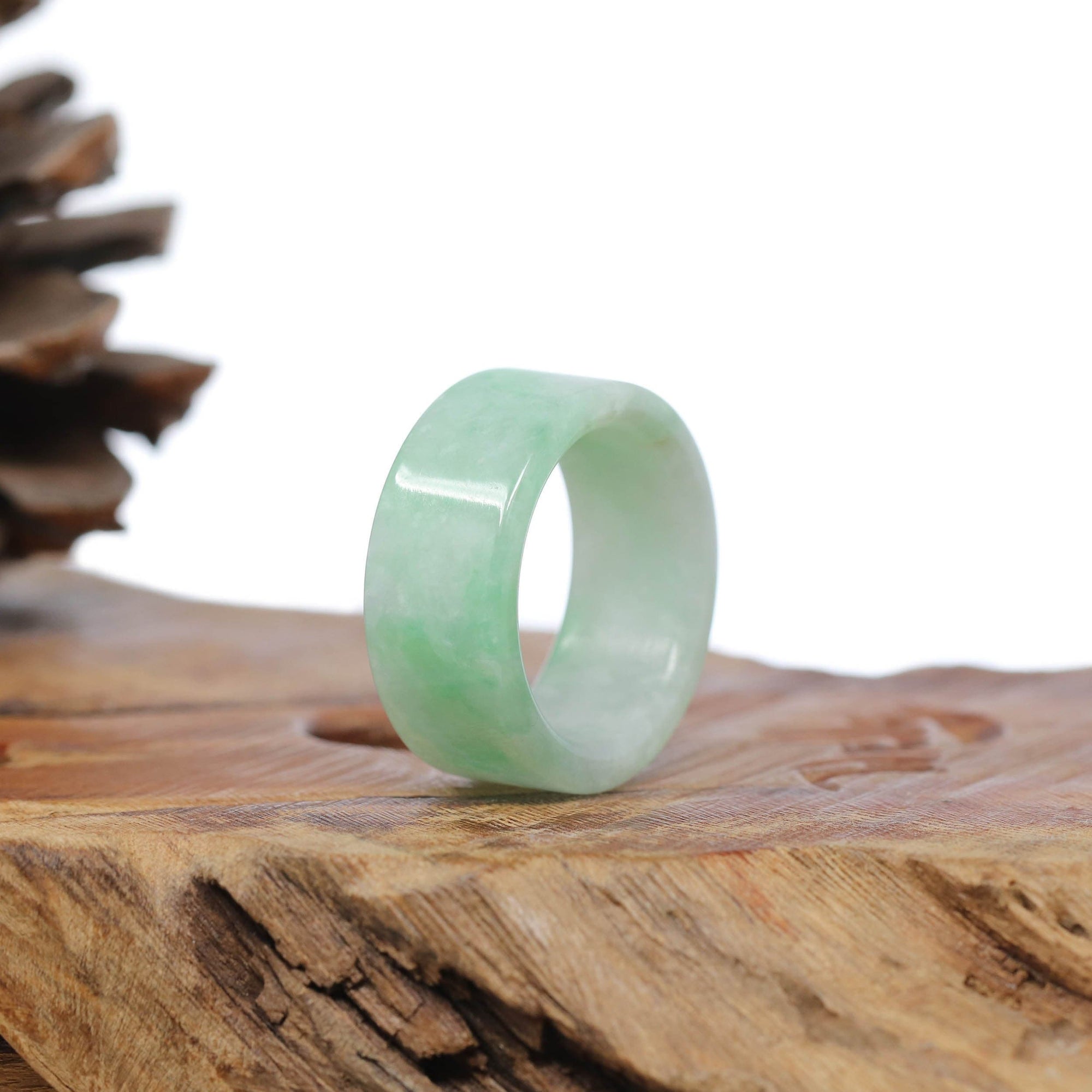 Baikalla Jewelry Jadeite Jade Bangle Bracelet Baikalla Genuine Burmese Green Jadeite Jade Bend Men's Ring