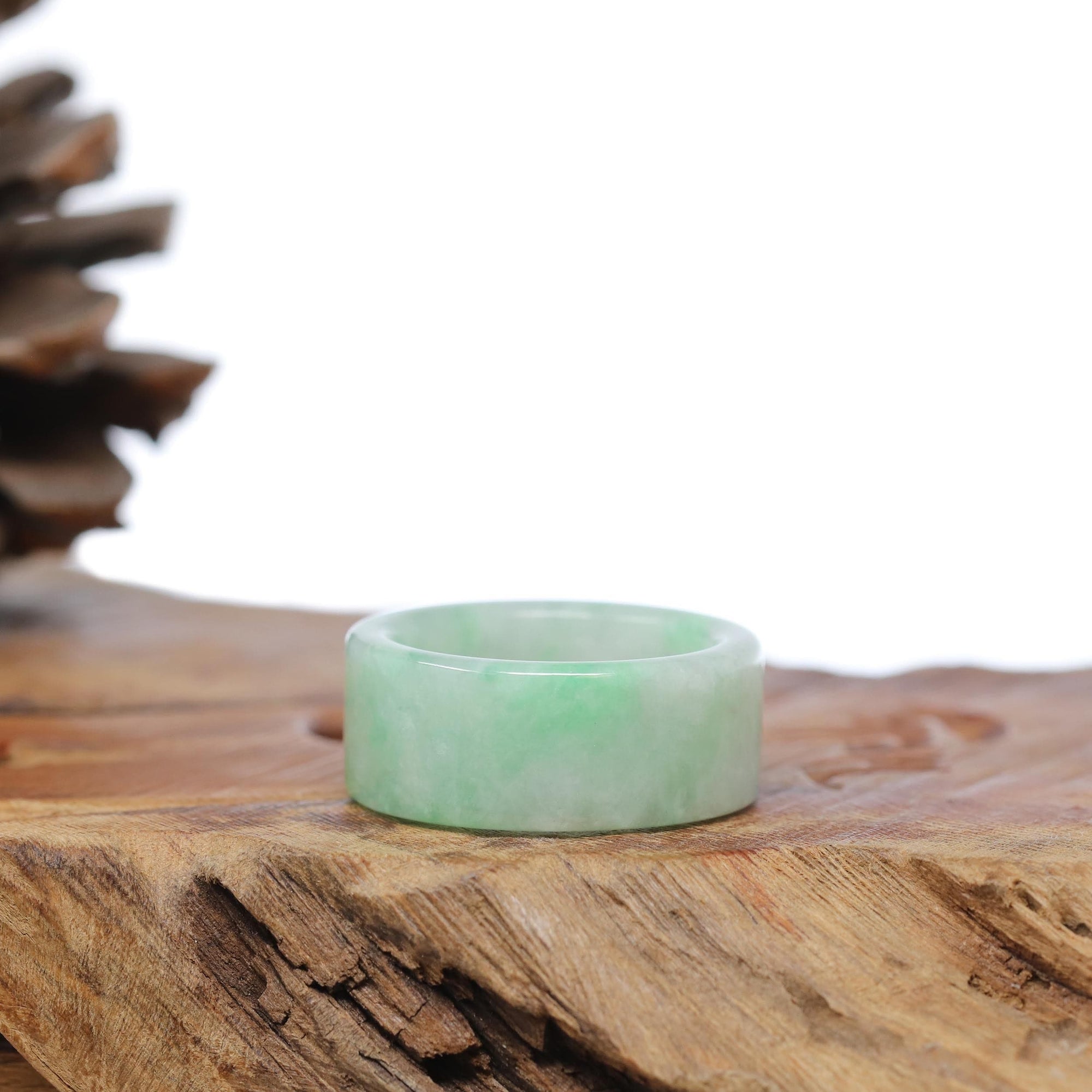 Baikalla Jewelry Jadeite Jade Bangle Bracelet Baikalla Genuine Burmese Green Jadeite Jade Bend Men's Ring