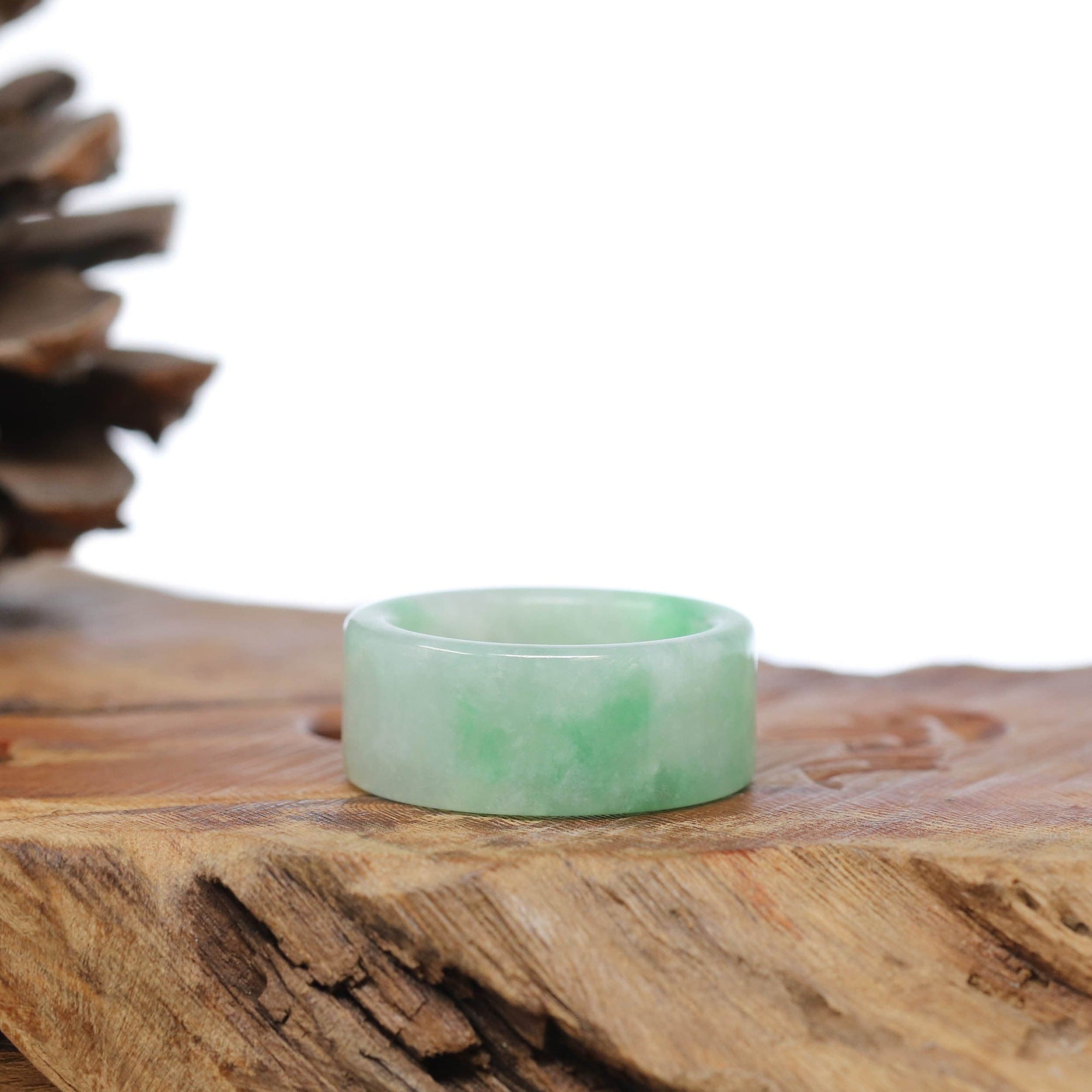 Baikalla Jewelry Jadeite Jade Bangle Bracelet Baikalla Genuine Burmese Green Jadeite Jade Bend Men's Ring