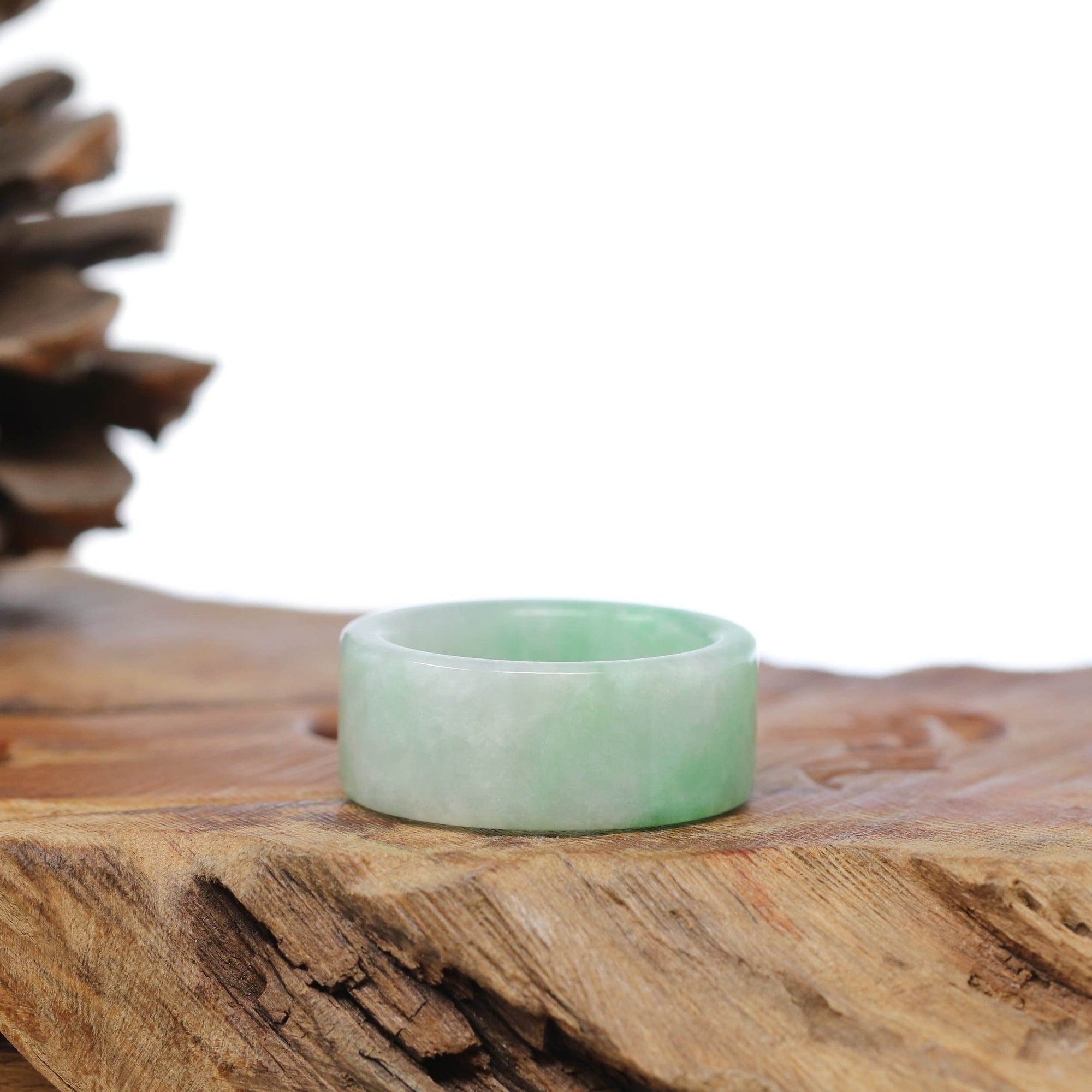 Baikalla Jewelry Jadeite Jade Bangle Bracelet Baikalla Genuine Burmese Green Jadeite Jade Bend Men's Ring