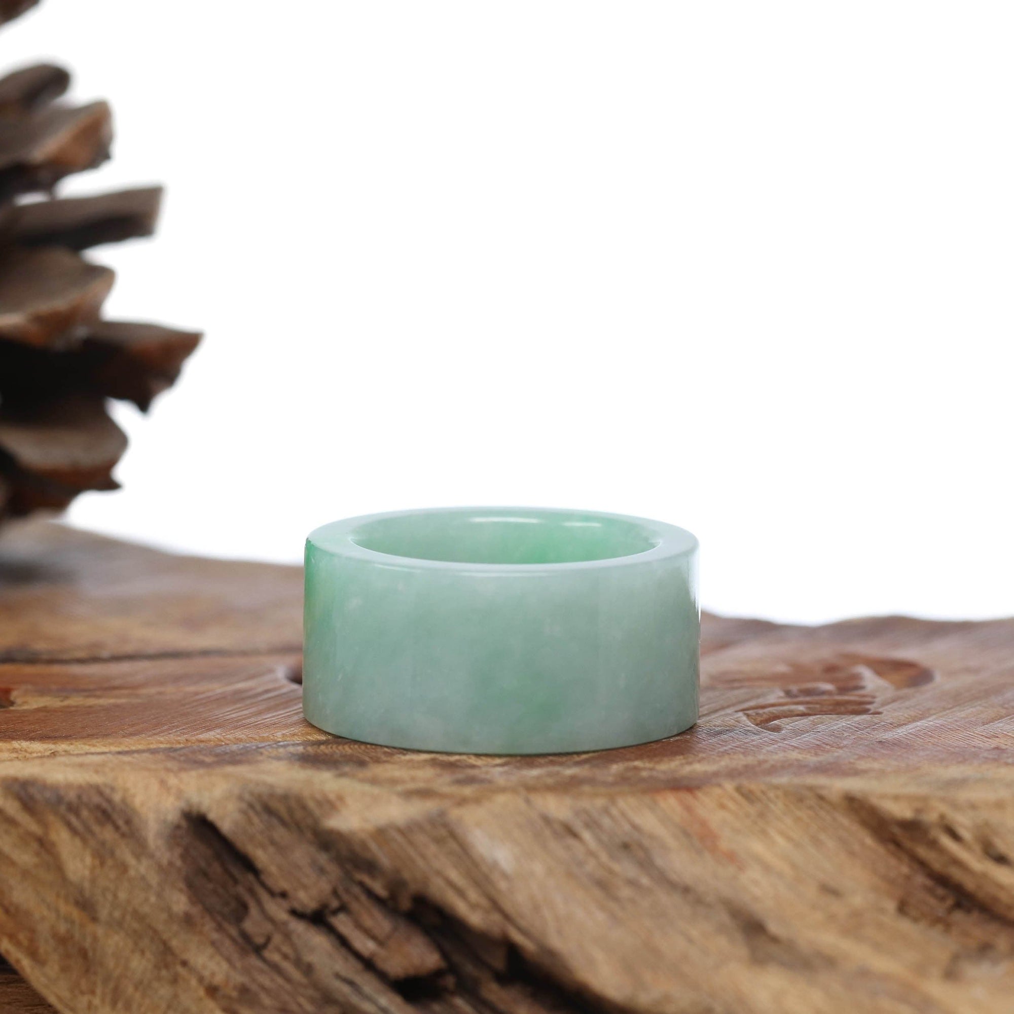 Baikalla Jewelry Jadeite Jade Bangle Bracelet Baikalla Genuine Burmese Green Jadeite Jade Bend Men&#39;s Ring