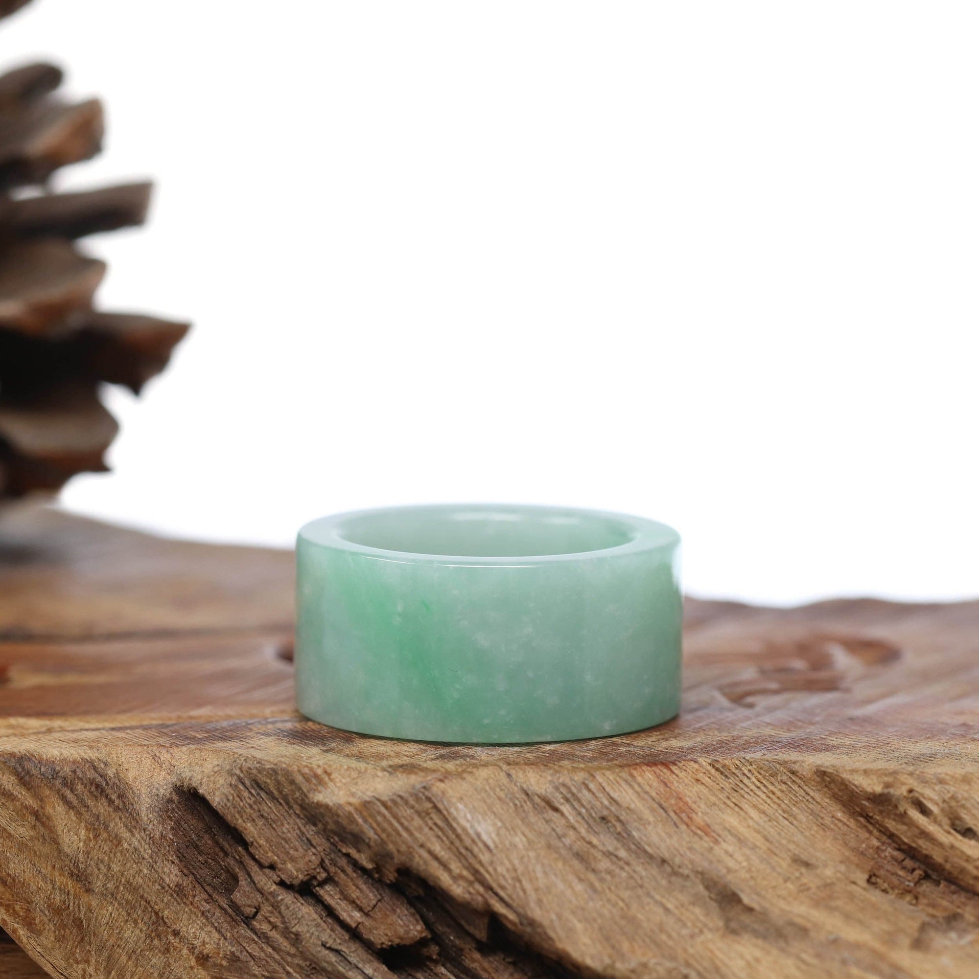 Baikalla Jewelry Jadeite Jade Bangle Bracelet Baikalla Genuine Burmese Green Jadeite Jade Bend Men's Ring