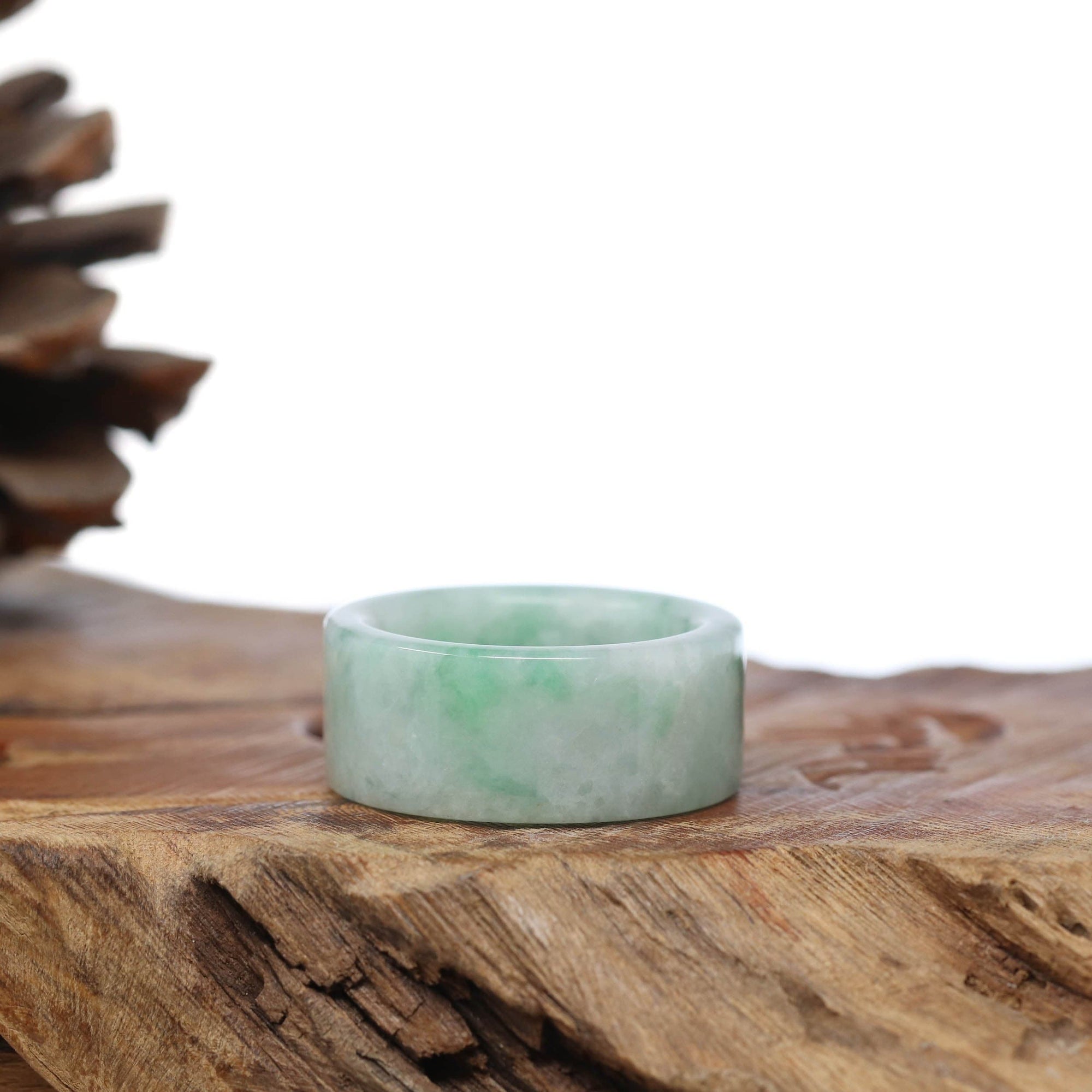 Baikalla Jewelry Jadeite Jade Bangle Bracelet Natural Burmese Green Jadeite Jade Bend Men&#39;s Ring