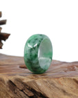 Baikalla Jewelry Jadeite Jade Bangle Bracelet Natural Burmese Green Jadeite Jade Bend Men's Ring